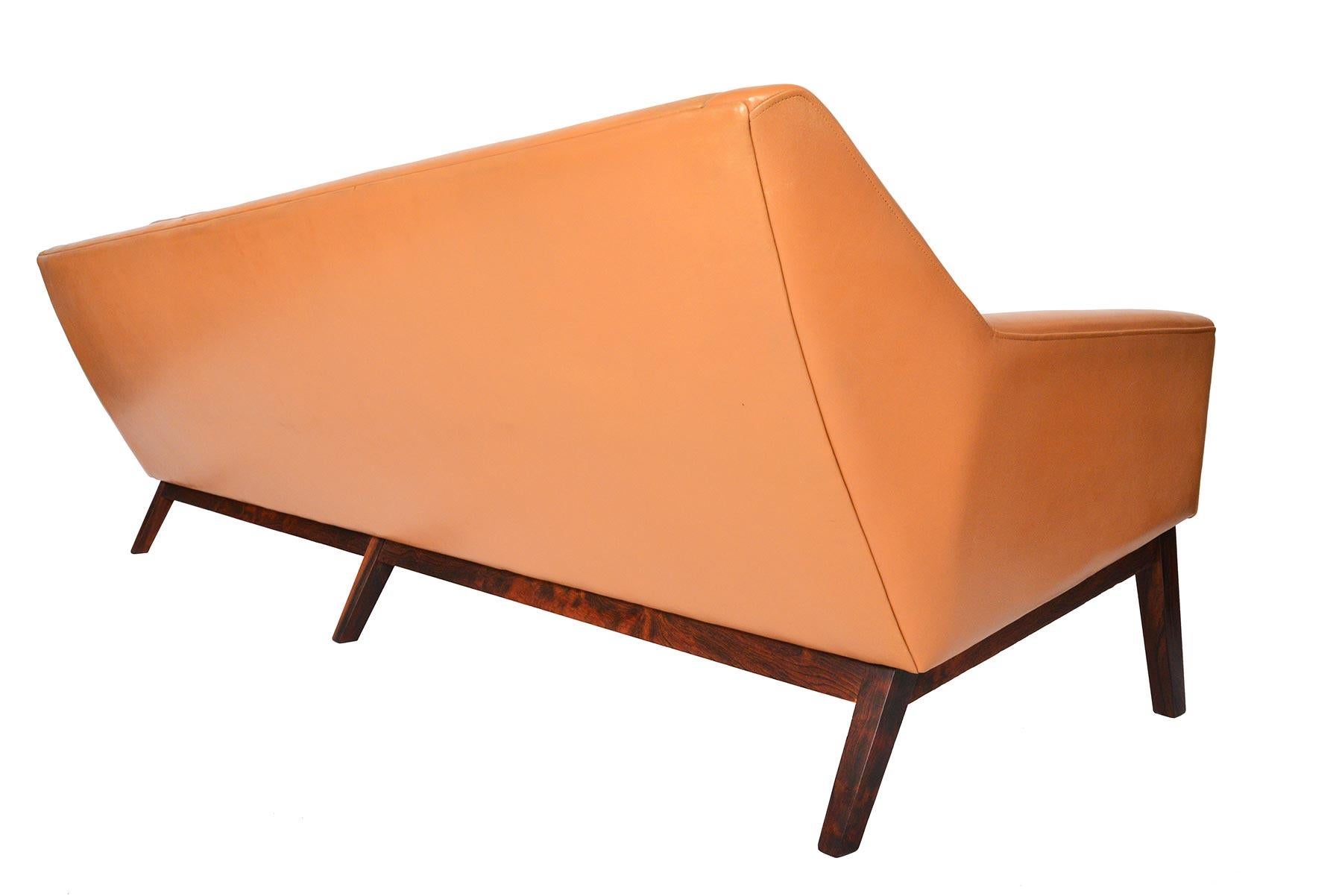 Danish Modern Four-Seat Sepia Leather Sofa 3