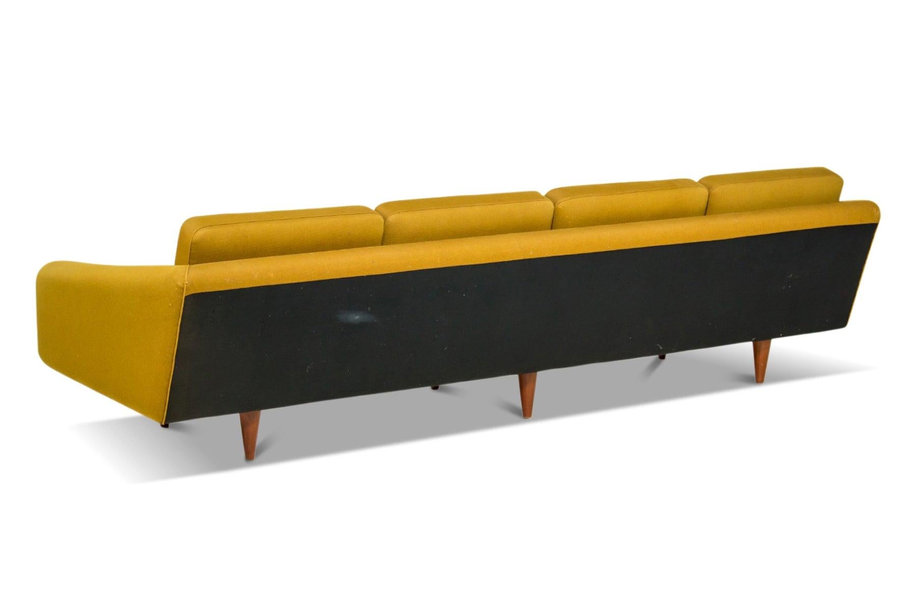 Other Danish Modern Four Seat Sofa In Mustard Yellow Striped Wool