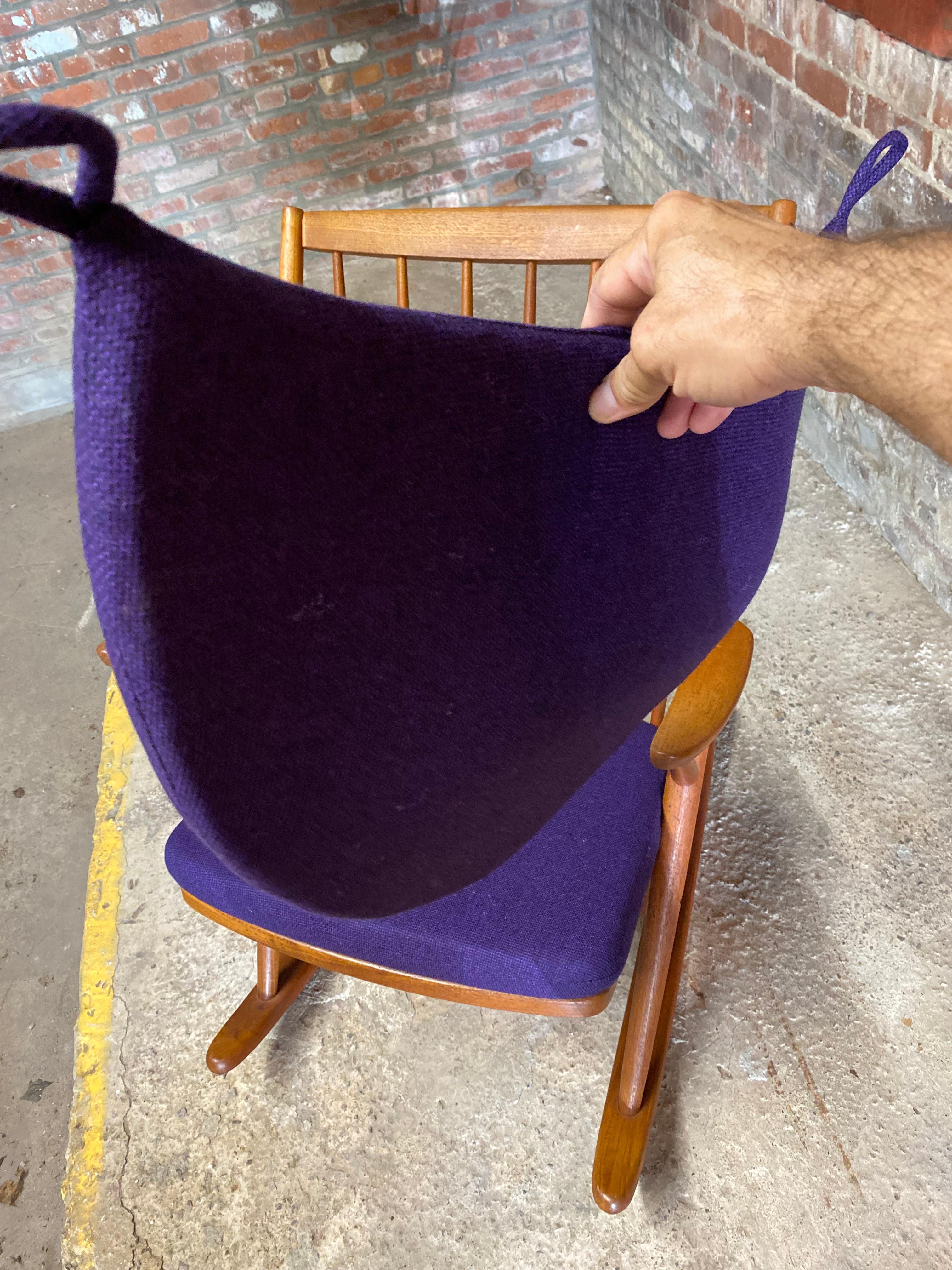 Danish Modern Frank Reenskaug for Bramin Teak Spindle Back Rocking Chair For Sale 5