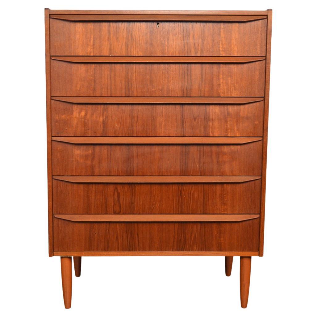 Danish Modern Full Profile Teak Highboy Dresser