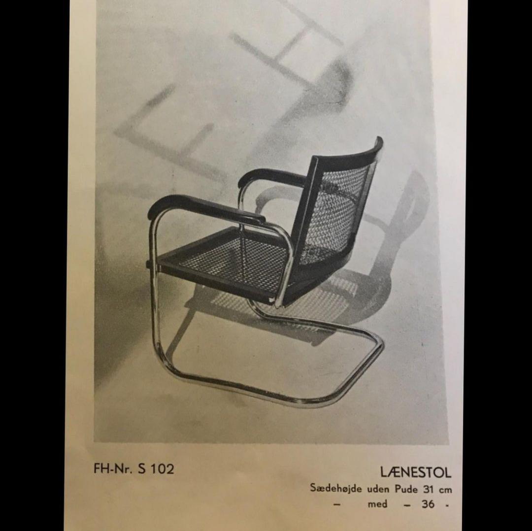 Chaise moderne danoise S-102 de Fritz Hansen en acier, cannage et cuir, années 1930 en vente 10