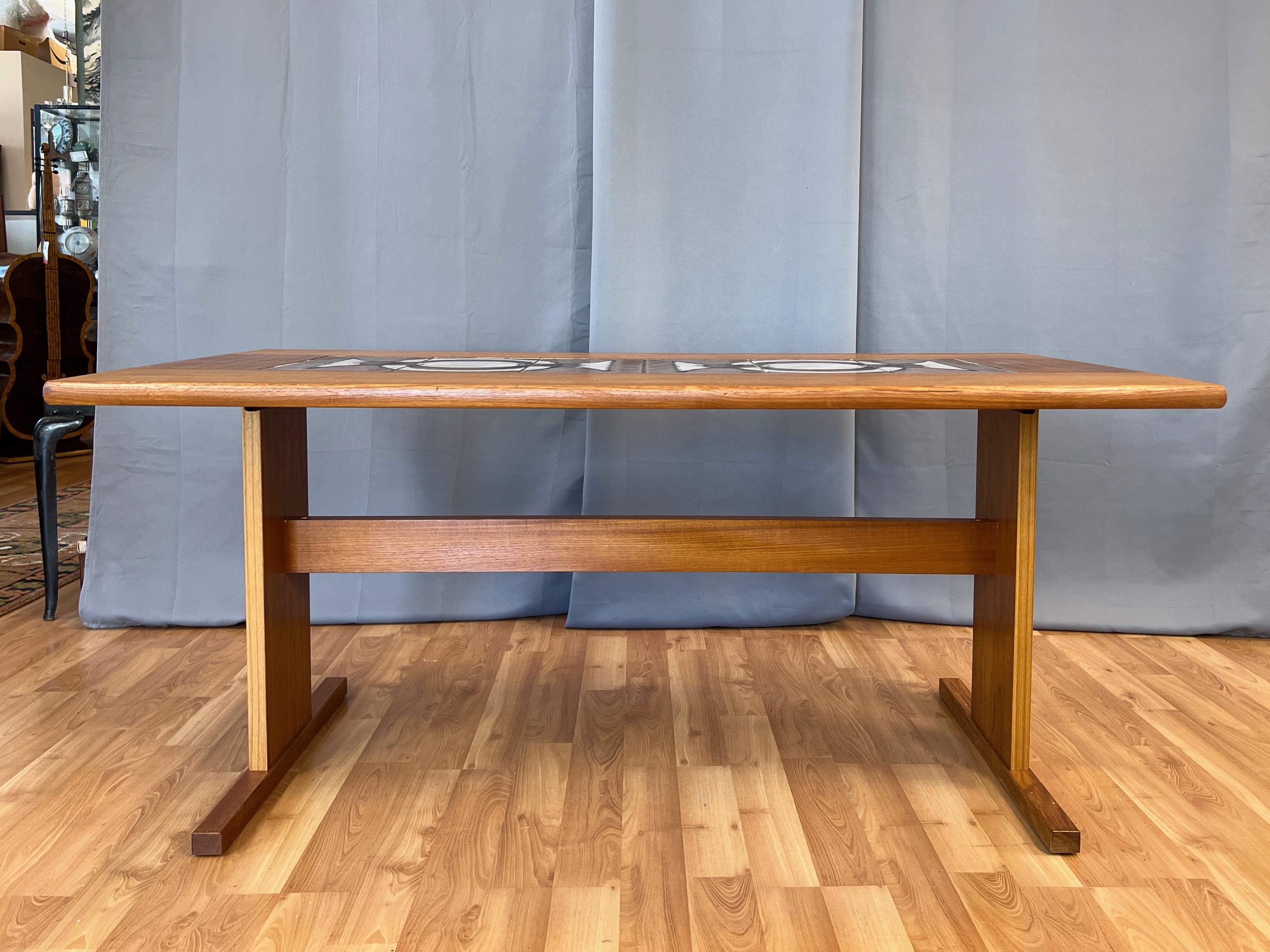 Danish Modern Gangsø Møbler Teak Dining Table with Tile Top by P. Hermann, 1970s In Good Condition For Sale In San Francisco, CA