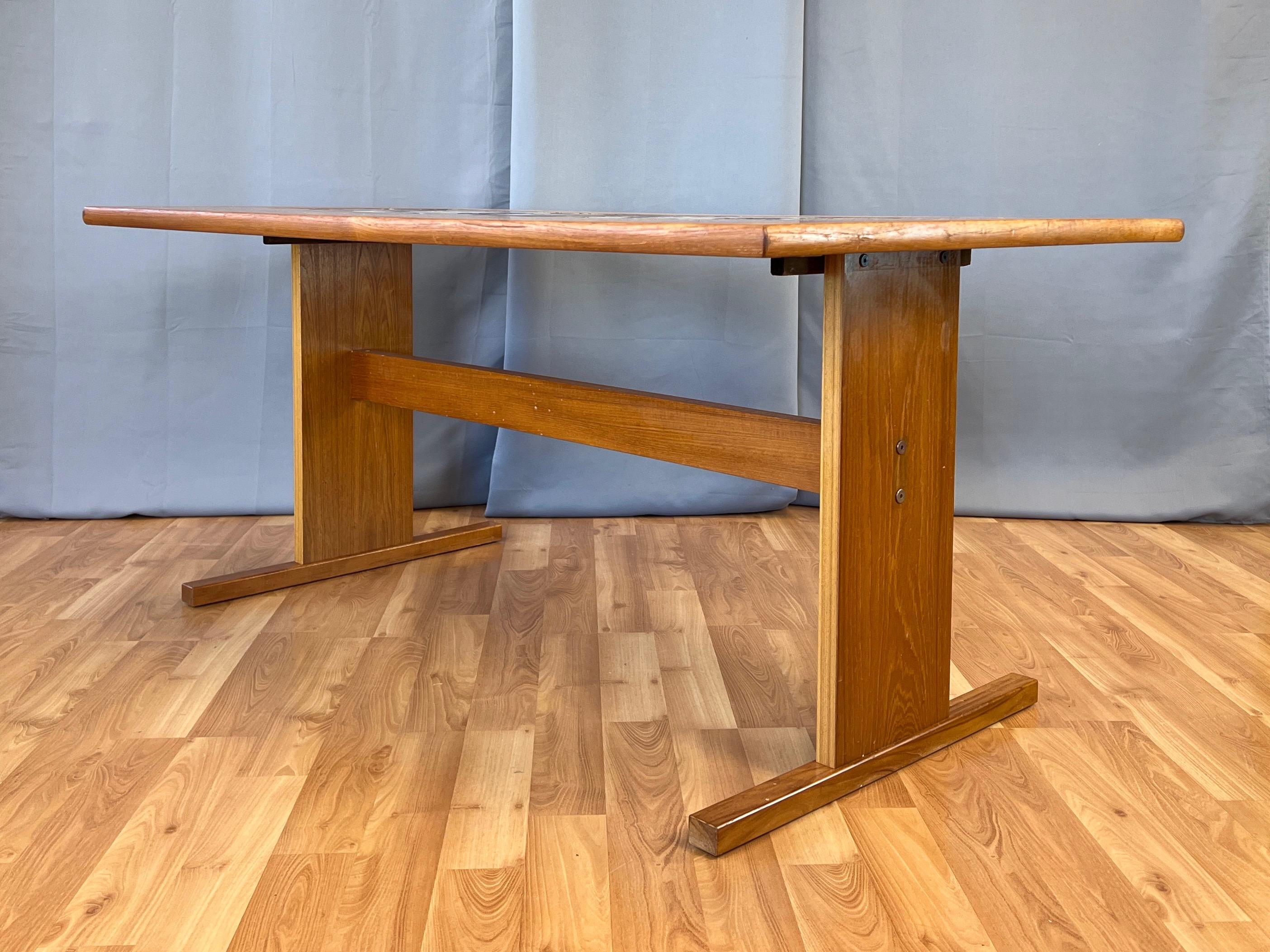 Late 20th Century Danish Modern Gangsø Møbler Teak Dining Table with Tile Top by P. Hermann, 1970s For Sale