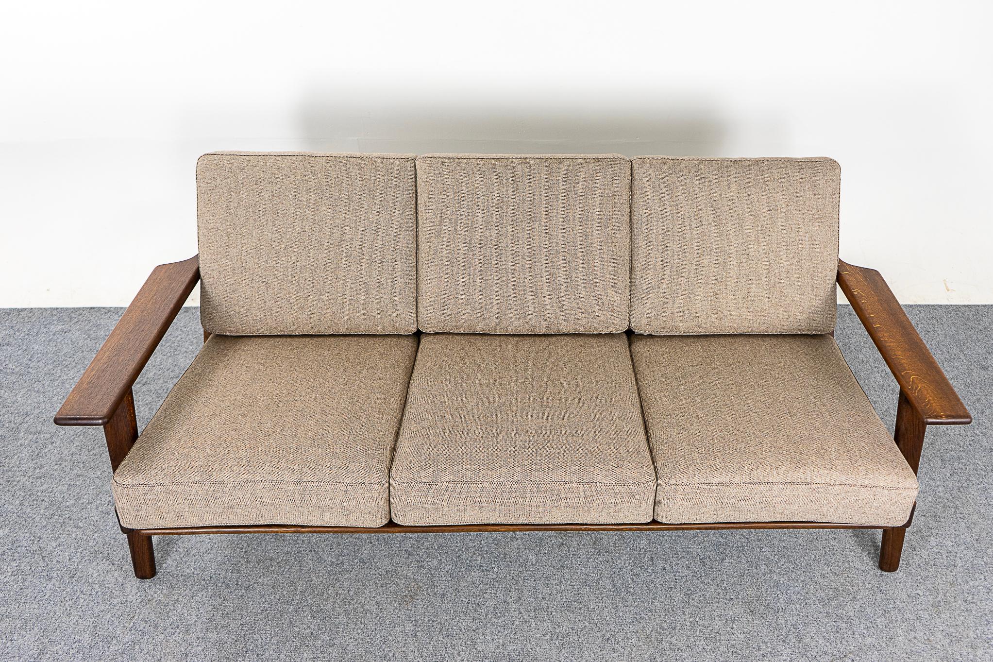 Wool Danish Modern GE 290 Oak Sofa by Hans Wegner for GETAMA For Sale