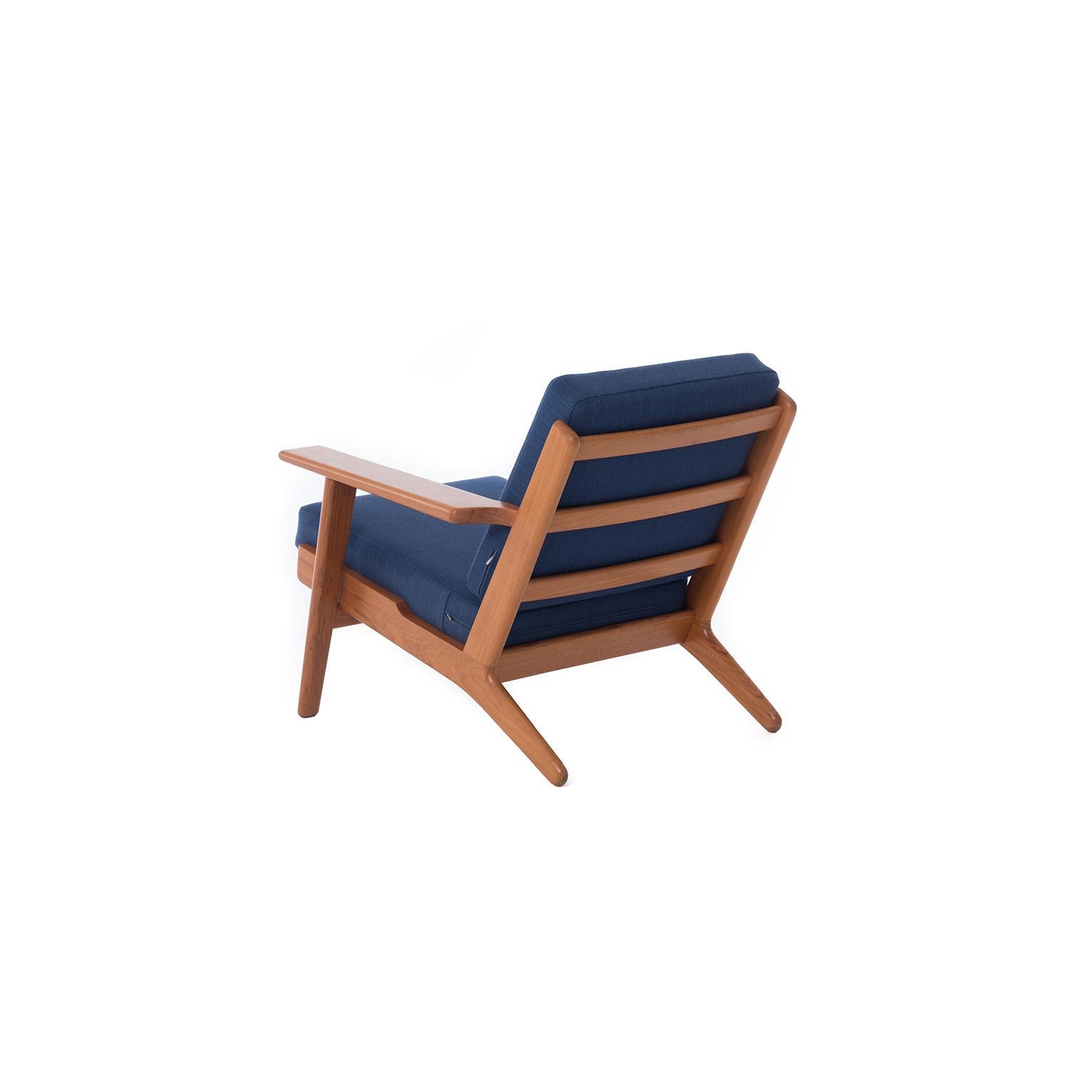 Wool Danish Modern GE290 Teak Lounge Chairs by Hans J. Wegner GETAMA 290