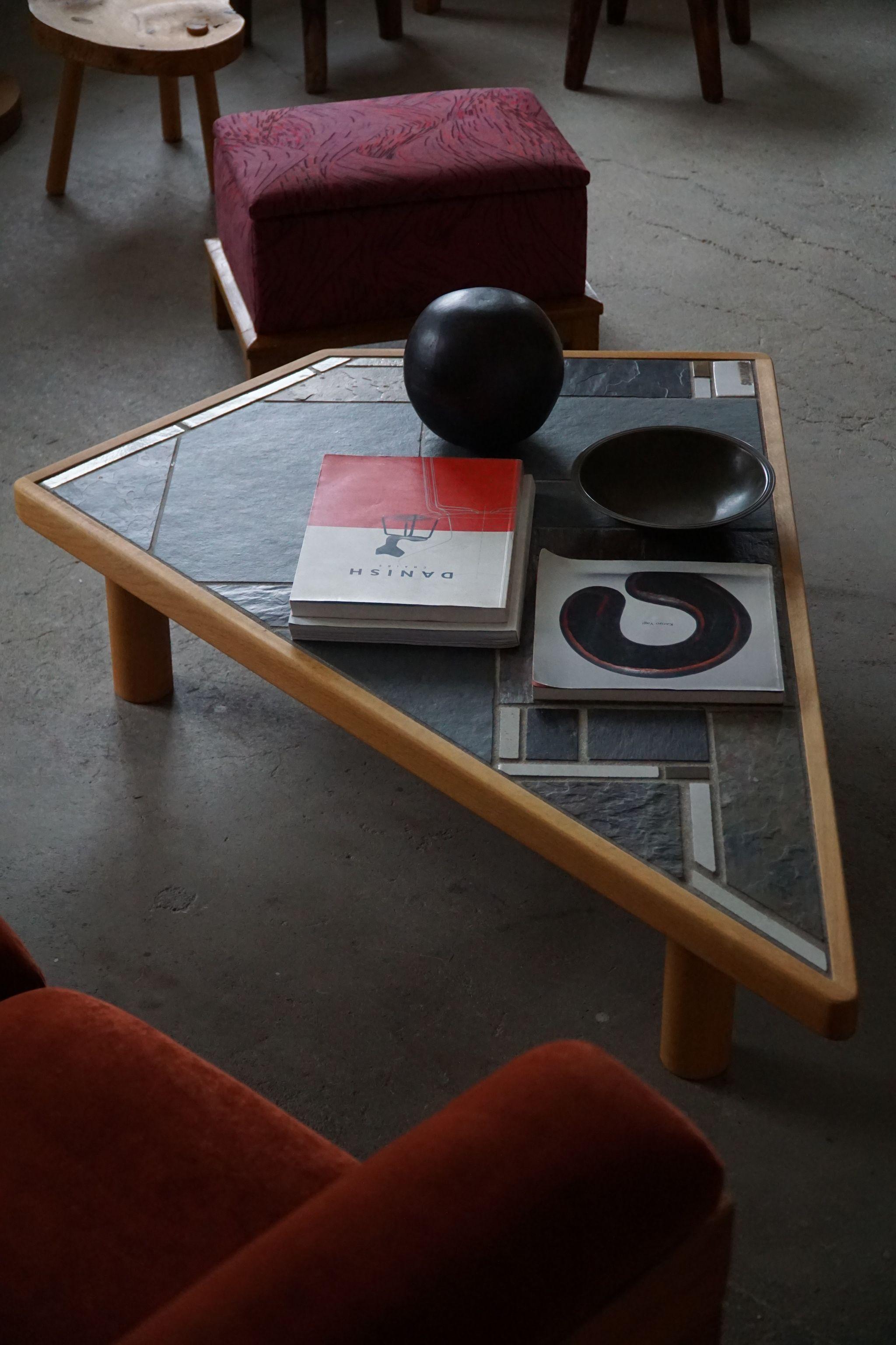 Danish Modern, Geometric Coffee Tables with Ceramic Tiles by Sallingeboe, 1970s In Good Condition In Odense, DK