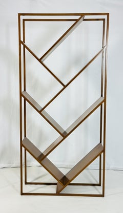 Danish Modern Geometric Wood Étagère Open Display Bookcase, Mid-Century Style