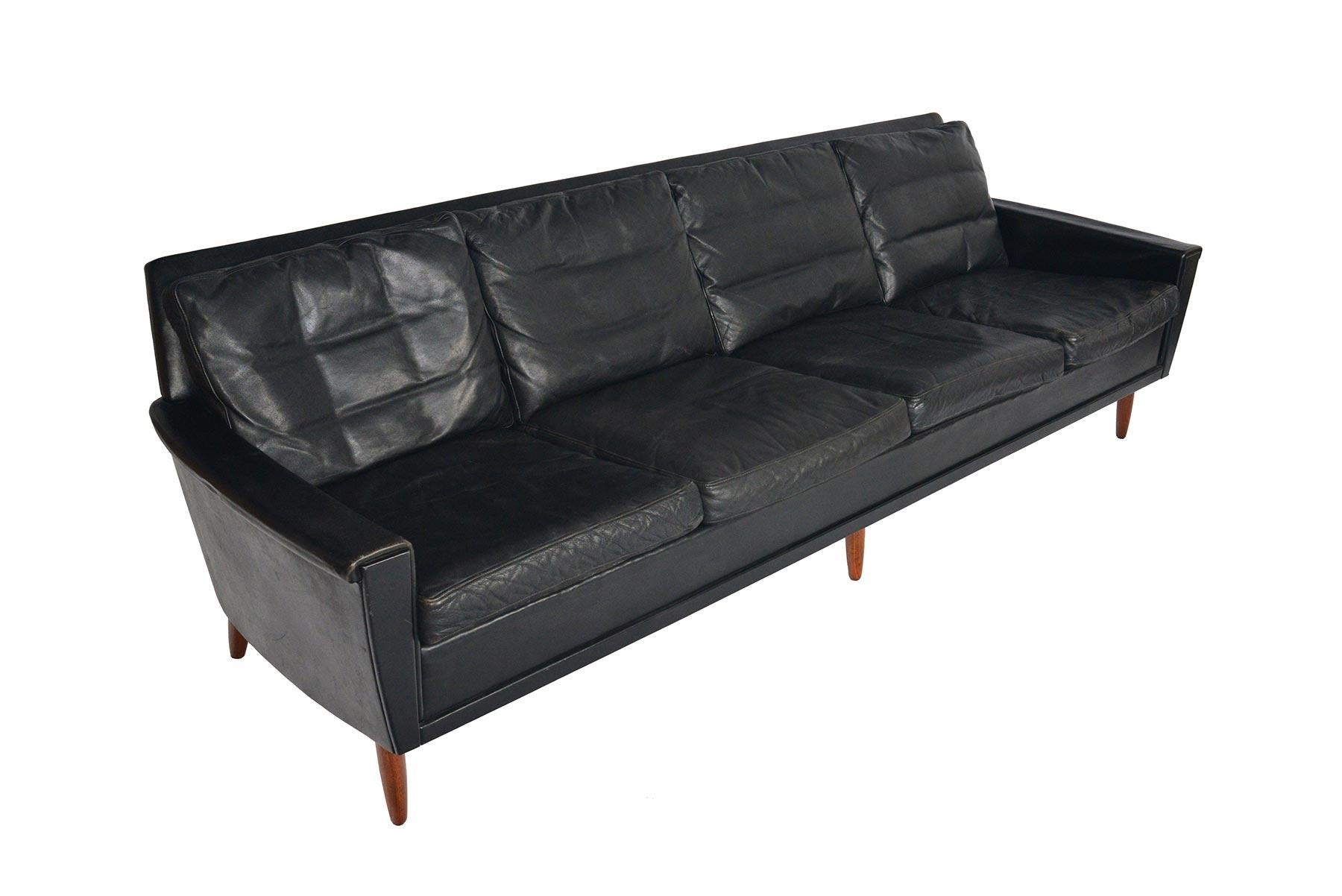 Scandinavian Modern Danish Modern Georg Thams Four-Seat Black Leather Sofa