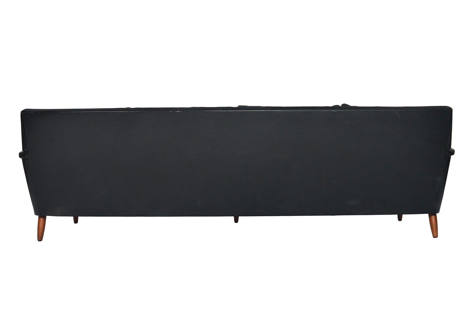 Danish Modern Georg Thams Four-Seat Black Leather Sofa 4