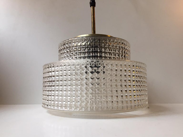 Danish Modern Glass and Brass Ceiling Lamp by Vitrika, 1960s For Sale at  1stDibs