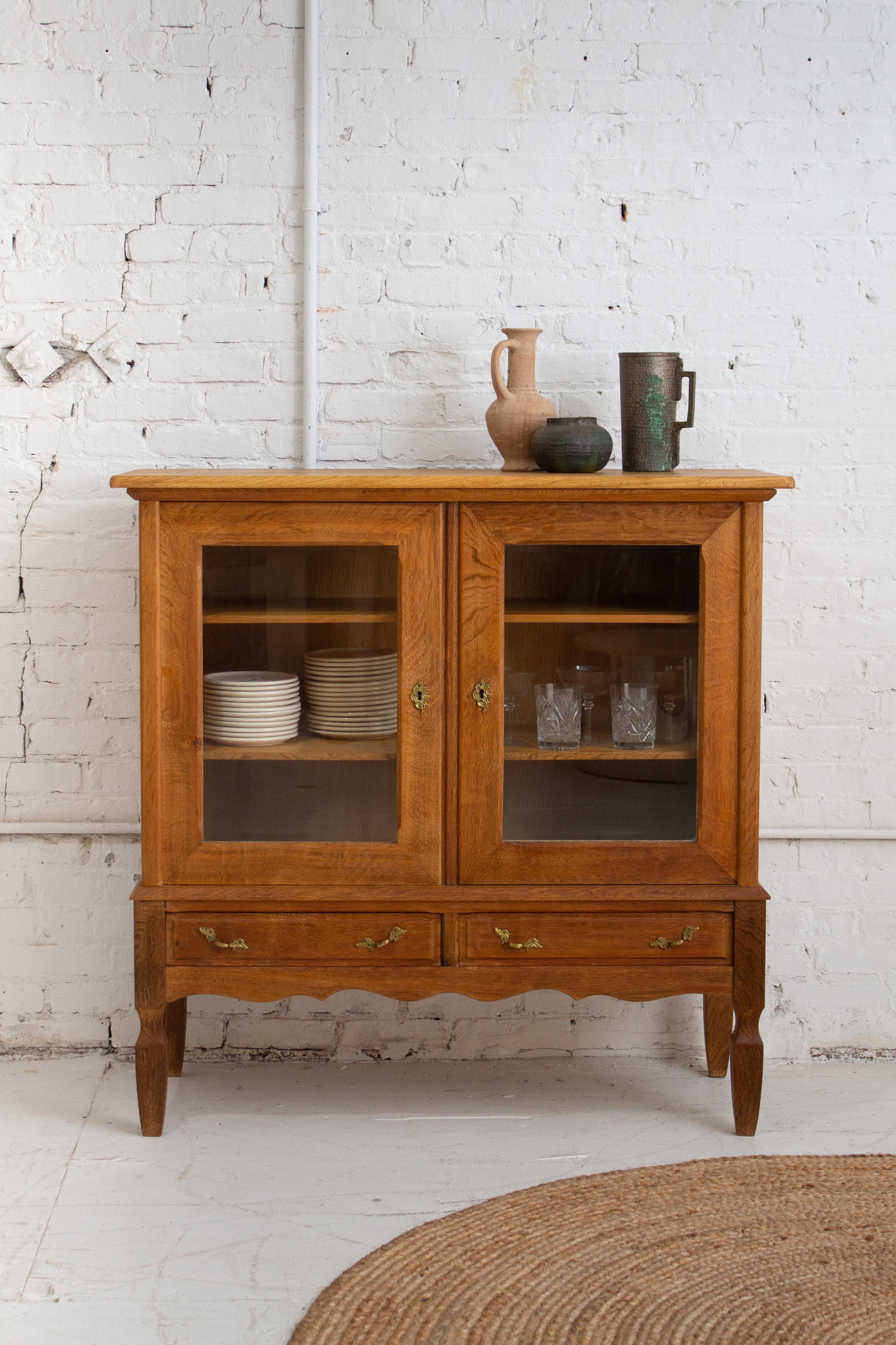 Danish Modern Glass Front Oak Cabinet Attributed to Henning Kjaernulf For Sale 7