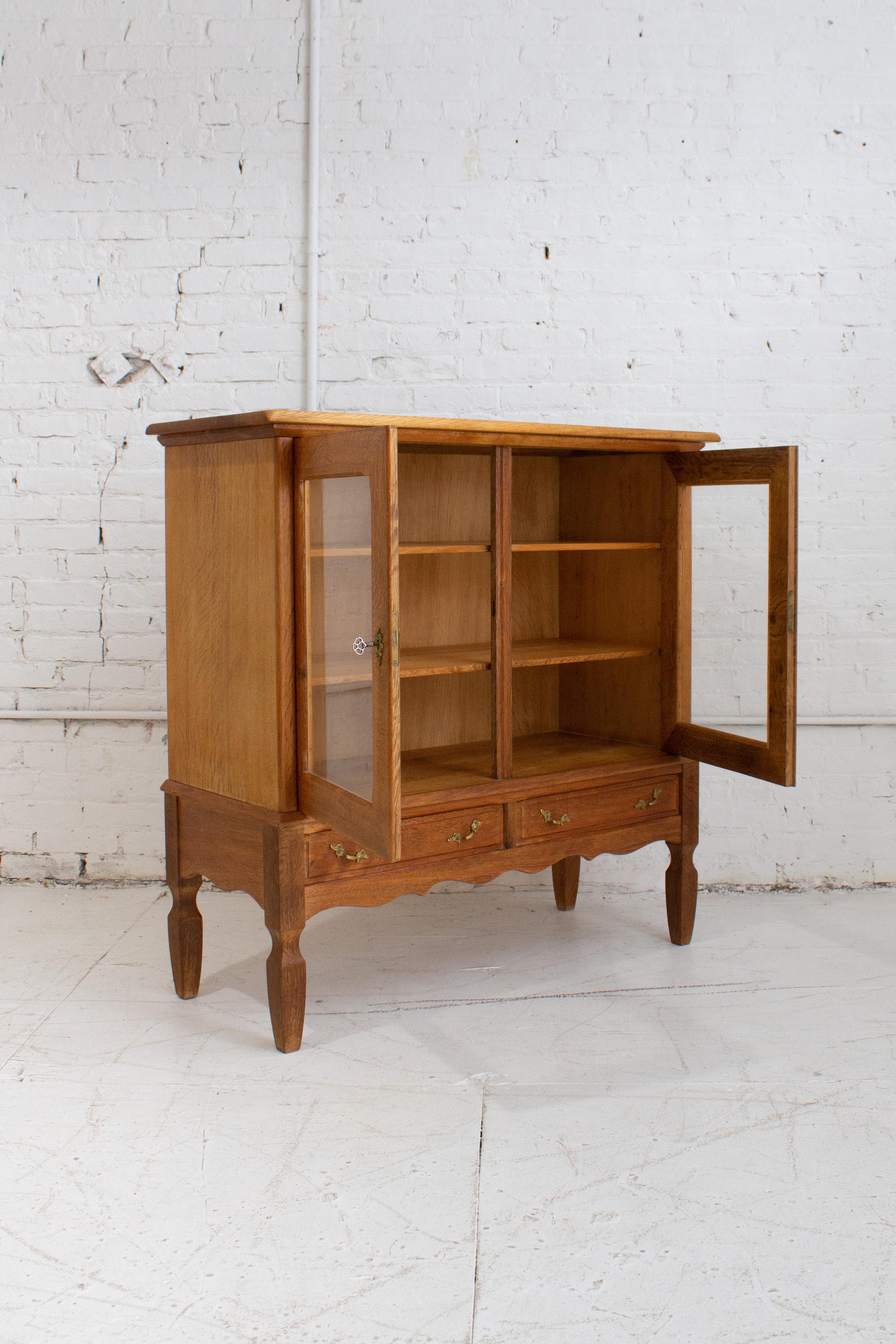 Danish Modern Glass Front Oak Cabinet Attributed to Henning Kjaernulf For Sale 3