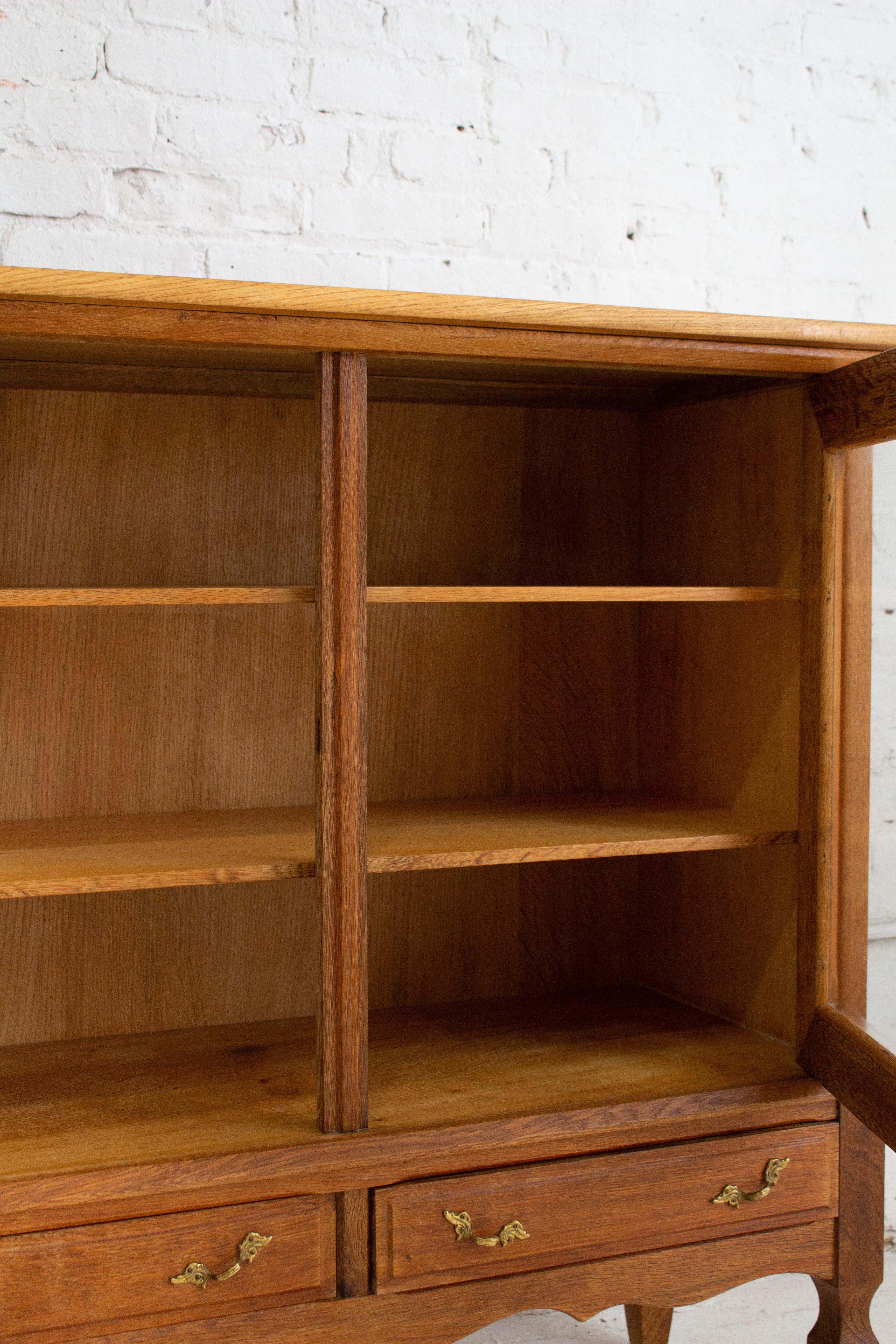 Danish Modern Glass Front Oak Cabinet Attributed to Henning Kjaernulf For Sale 4