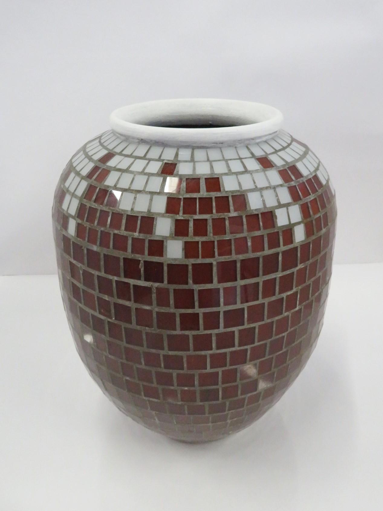 Mid-Century Modern Danish Modern Glass Mosaic Vase with Viking Ship Decoration Heide 1950s Denmark