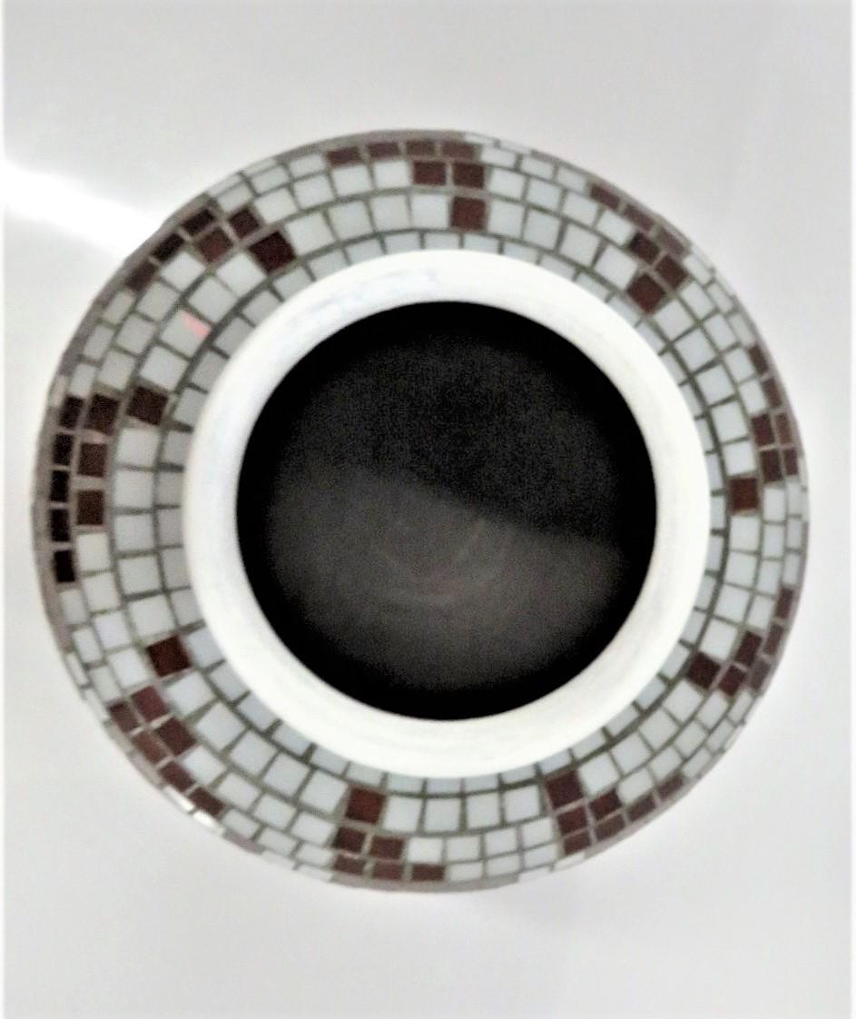Danish Modern Glass Mosaic Vase with Viking Ship Decoration Heide 1950s Denmark In Good Condition In Miami, FL