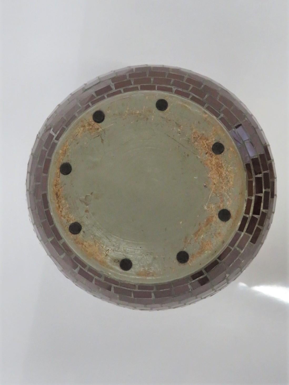 Mid-20th Century Danish Modern Glass Mosaic Vase with Viking Ship Decoration Heide 1950s Denmark