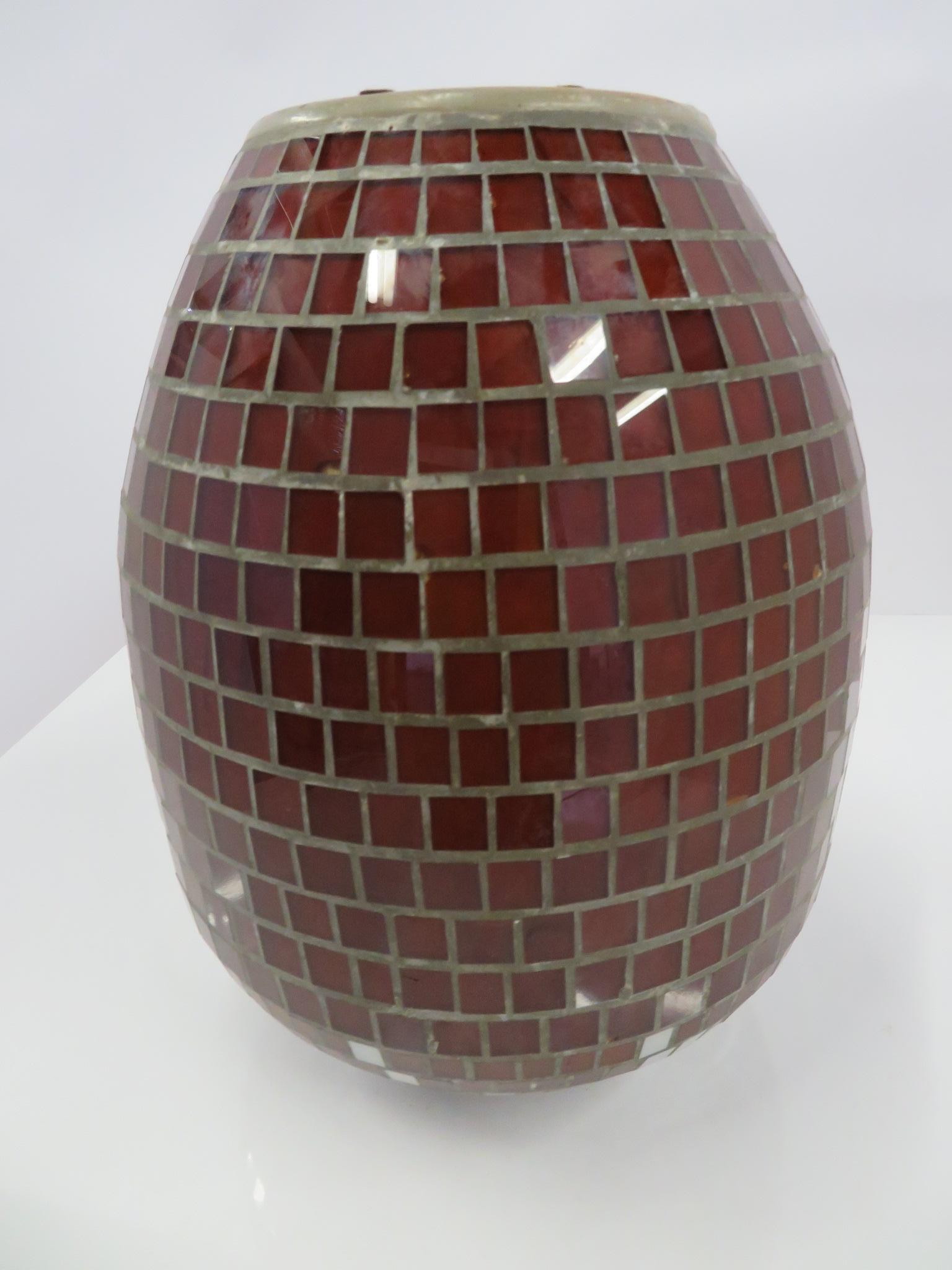 Danish Modern Glass Mosaic Vase with Viking Ship Decoration Heide 1950s Denmark 1