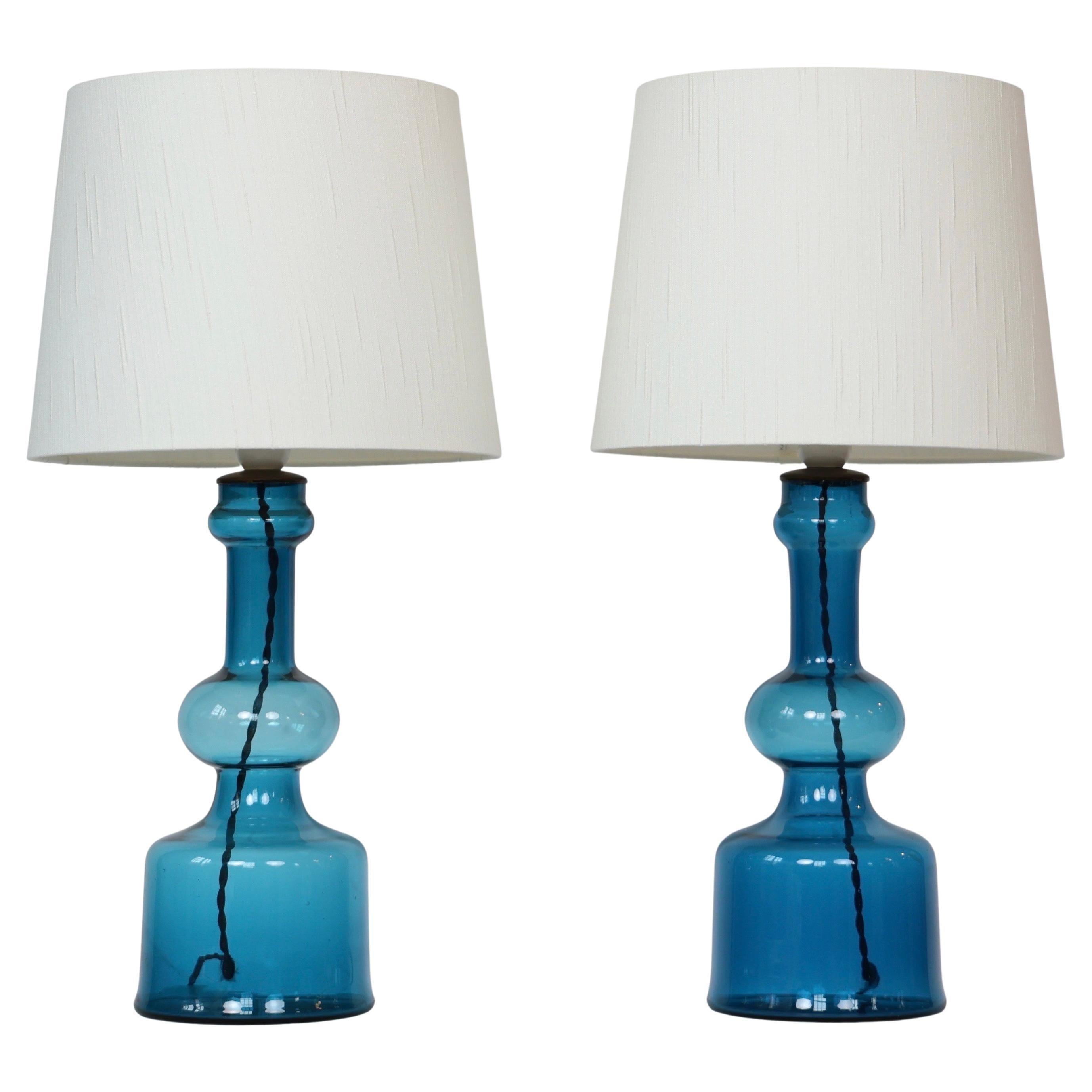 Danish Modern Glass Table Lamps by Lisbeth Brams for Fog 
Morup, 1960s, Denmark For Sale
