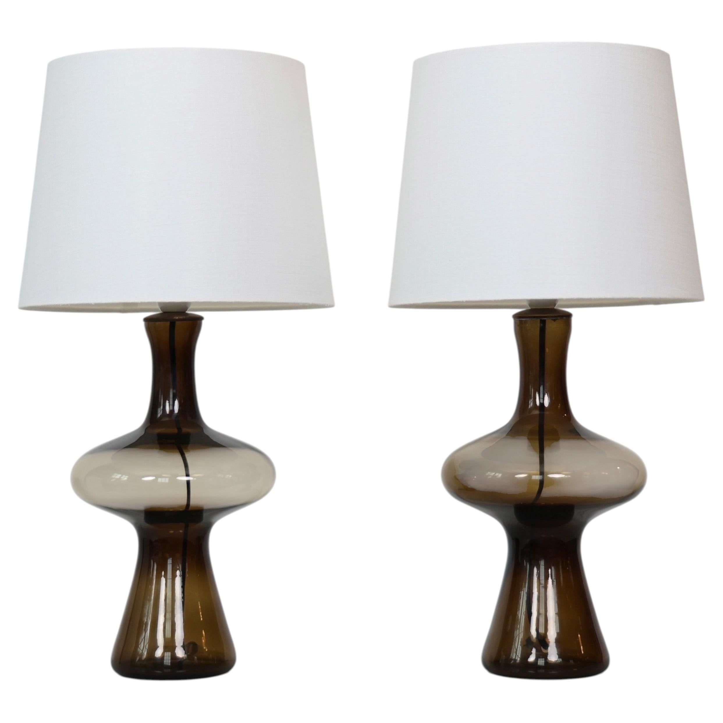 Lampes de table modernes danoises en verre par Lisbeth Brams pour Fog and Morup, années 1960, Danemark en vente