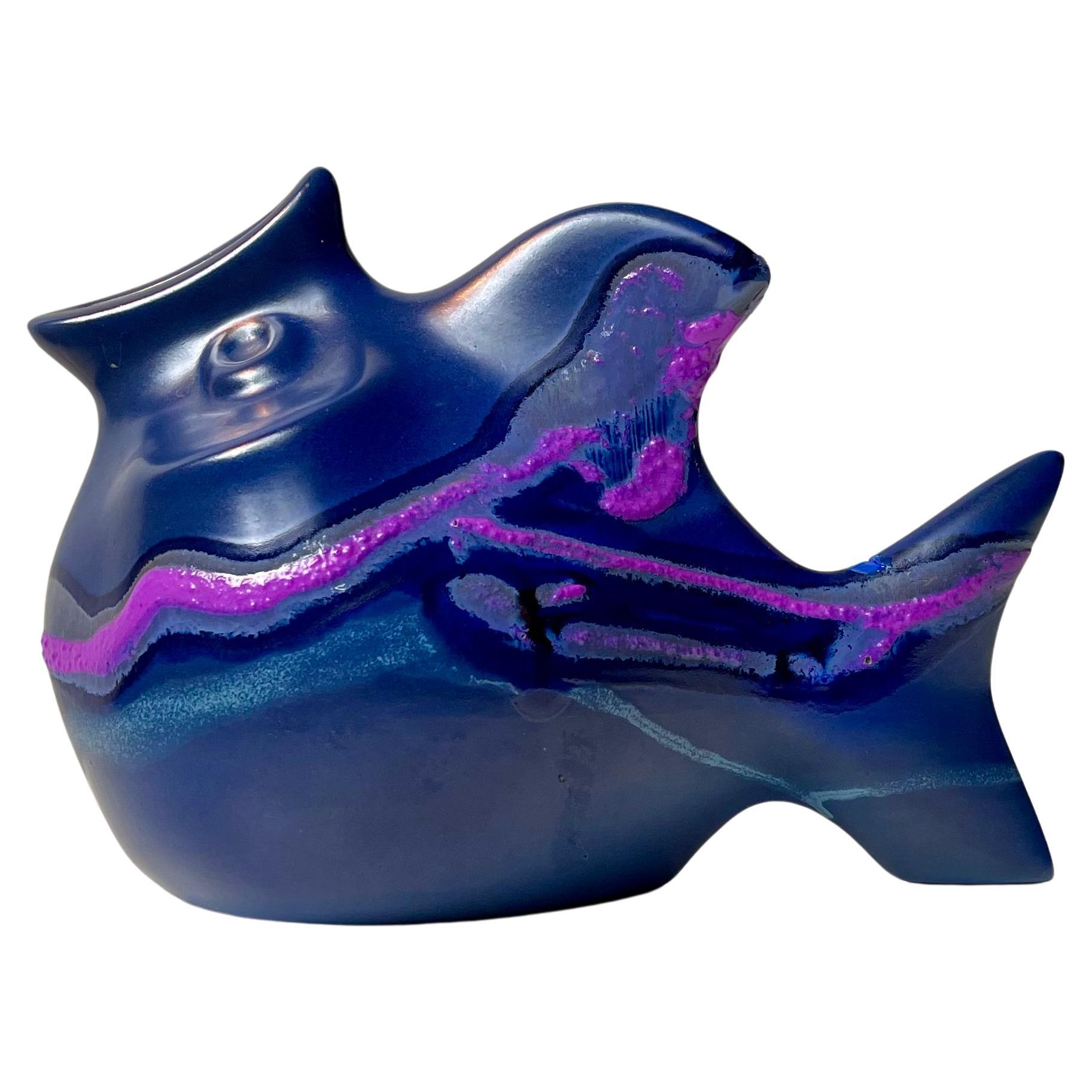 Danish Modern Glazed Ceramic Fish Money Bank by Richard Manz - Knabstrup, 1970s For Sale