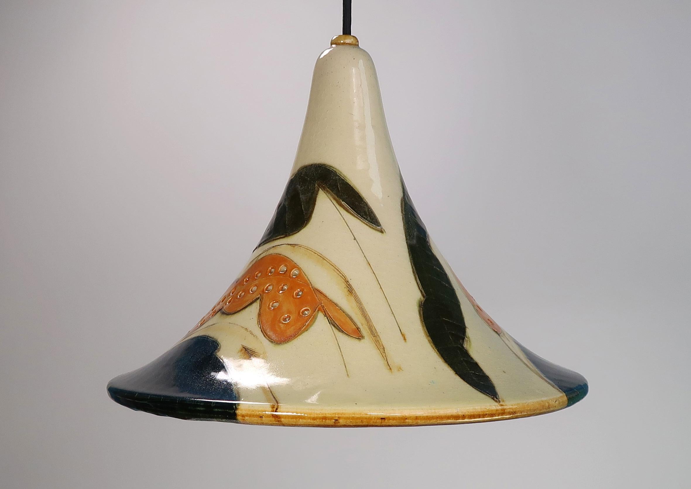 20th Century Danish Modern Glazed Ceramic Pendant by Artist Marianne May, 1970s