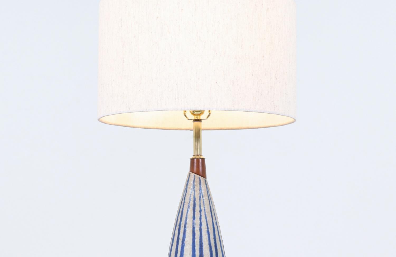 Danish Modern Glazed Ceramic Table Lamp In Excellent Condition In Los Angeles, CA