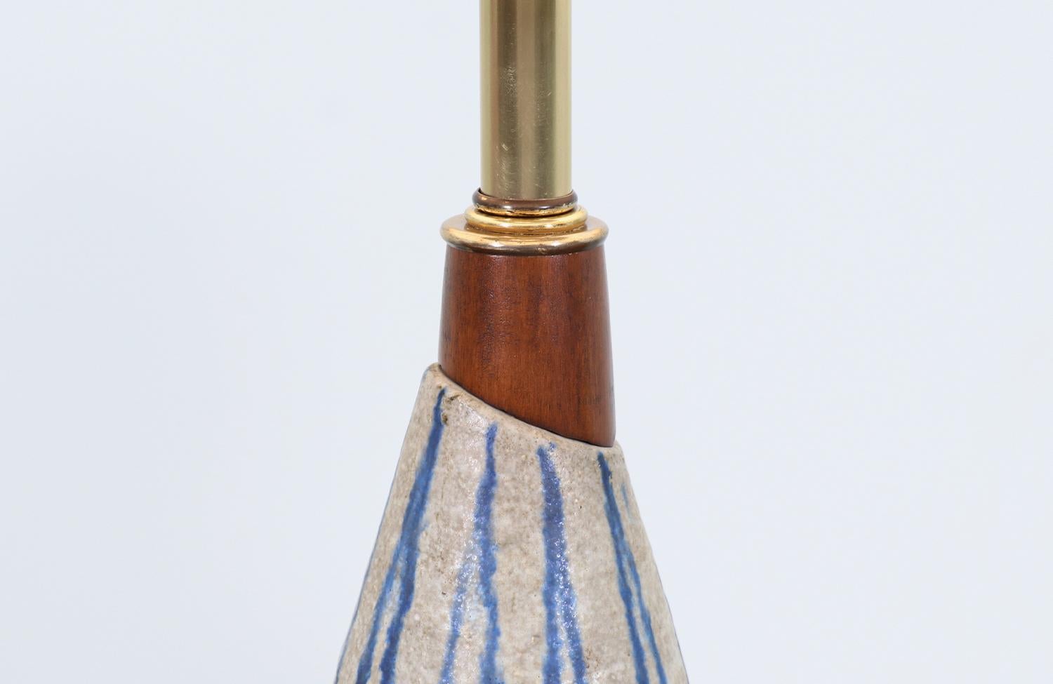 Brass Danish Modern Glazed Ceramic Table Lamp
