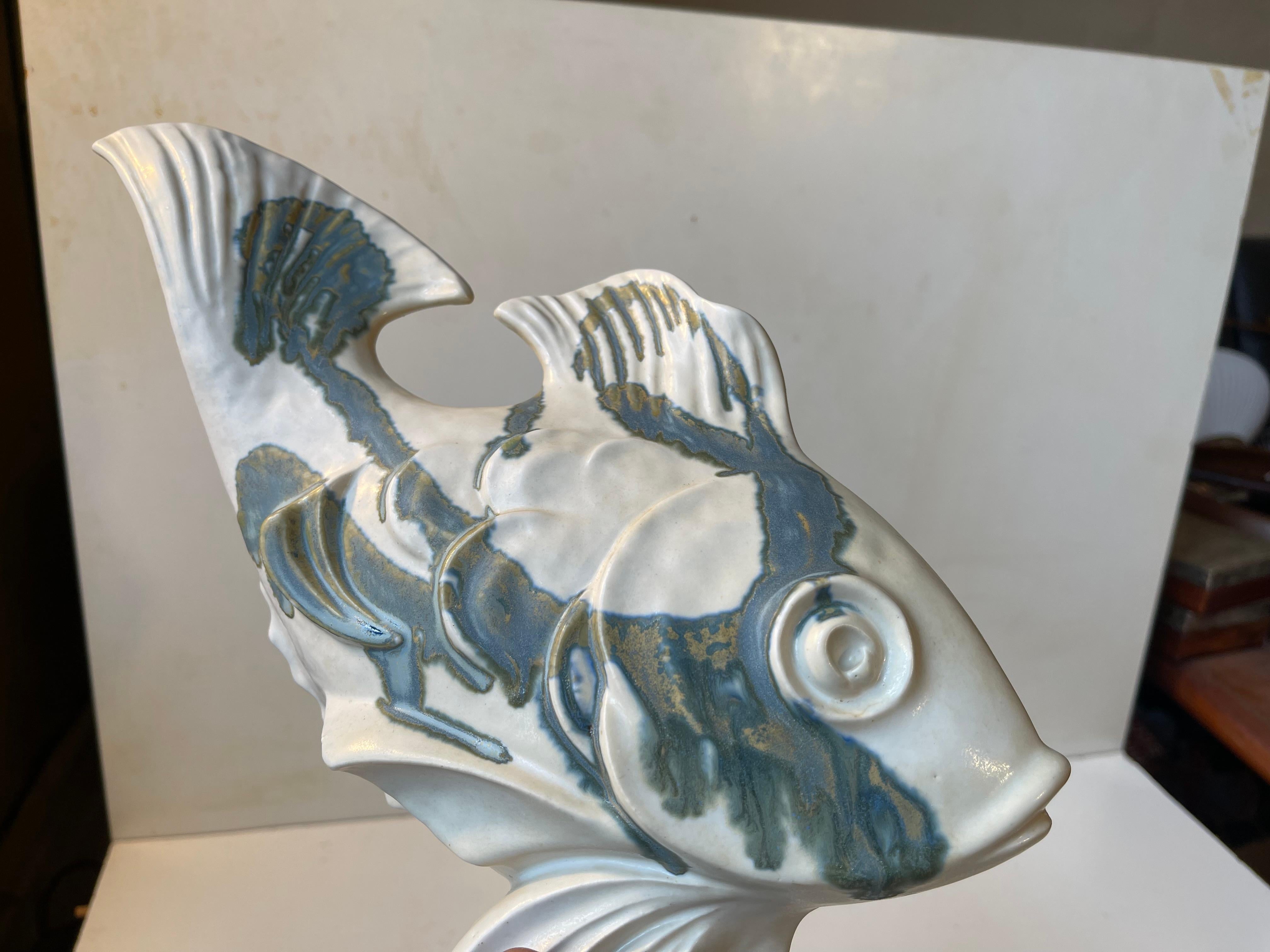 Danese Pesce Koi in gres danese smaltato moderno di Aage Würtz, anni '70 in vendita