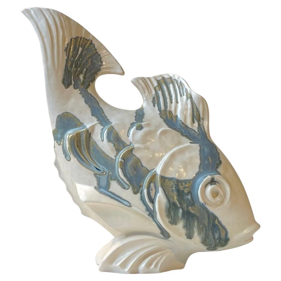 Pesce Koi in gres danese smaltato moderno di Aage Würtz, anni '70 in vendita