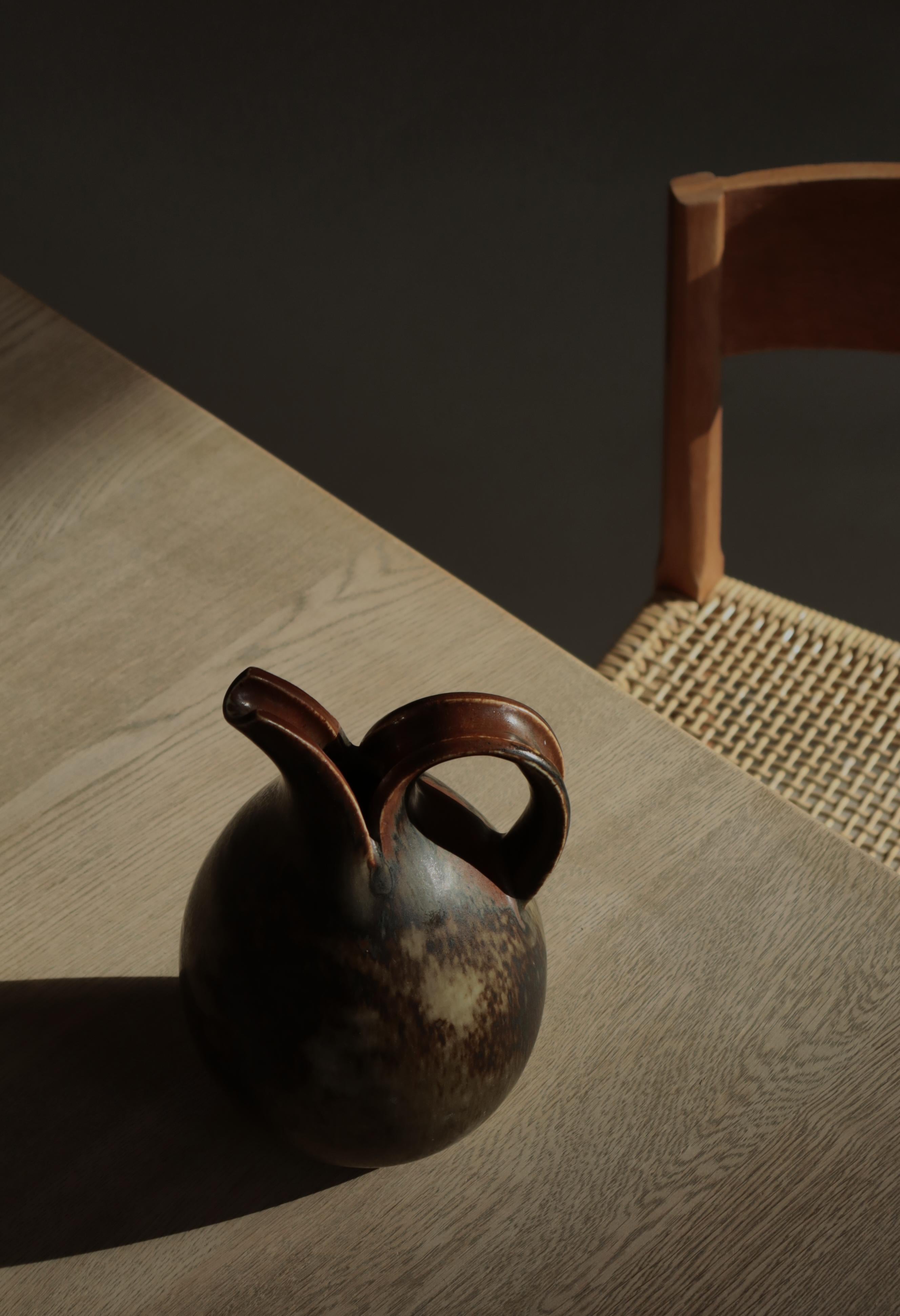 Dänische moderne glasierte Steinzeugkanne von Eva Stæhr-Nielsen für Saxbo, 1930er Jahre (Skandinavische Moderne) im Angebot