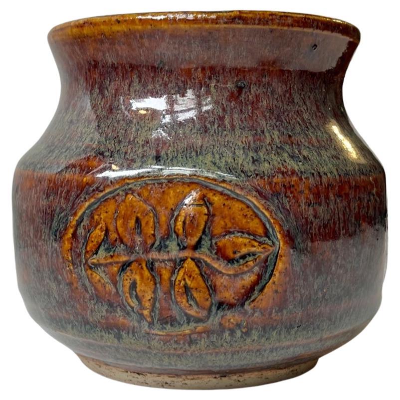 Dänische moderne Vase aus glasiertem Steingut von Christian Ulrik Bertelsen, 1970er Jahre im Angebot