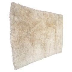 Danish Modern Greek Flokati Rug in Cream 1970's
