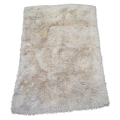 Danish Modern Greek Flokati Rug in Cream 1970's