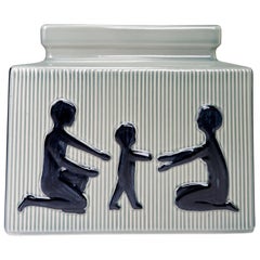 Danish Modern Green, Black Family Vase by Holm Sorensen for Soholm, 1950s