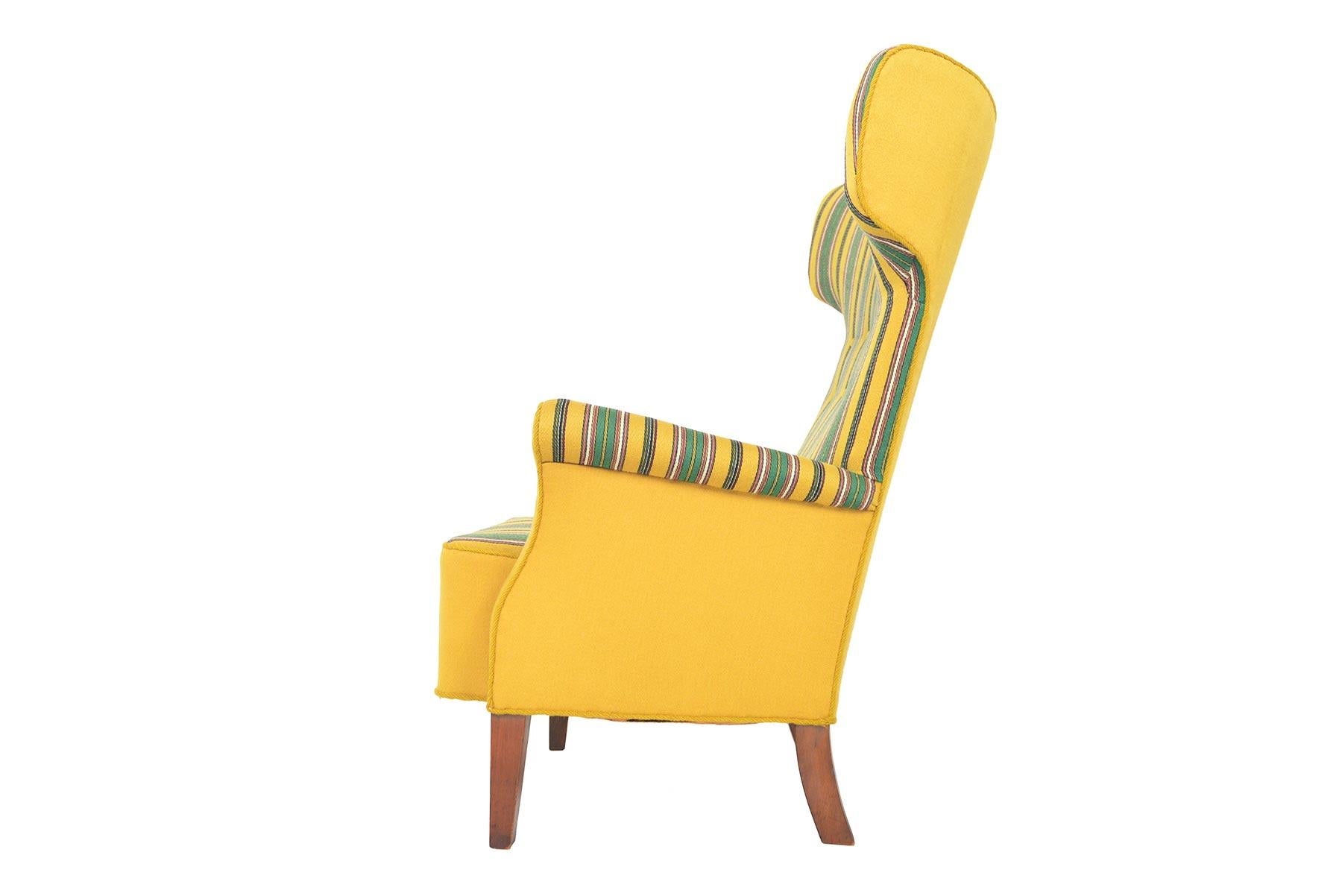 striped wing chair