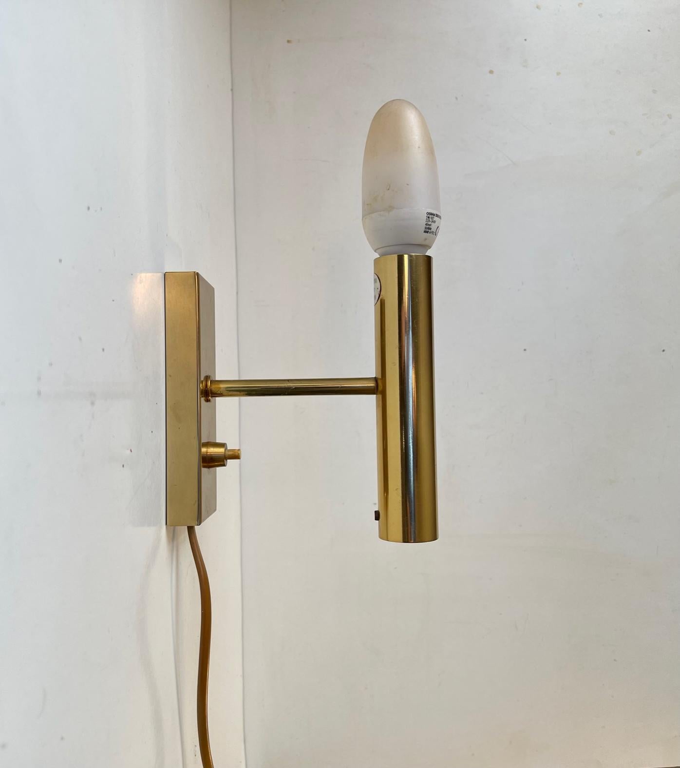 Late 20th Century Danish Modern Green Wall Sconce in Brass by Fog & Mørup, 1970s For Sale