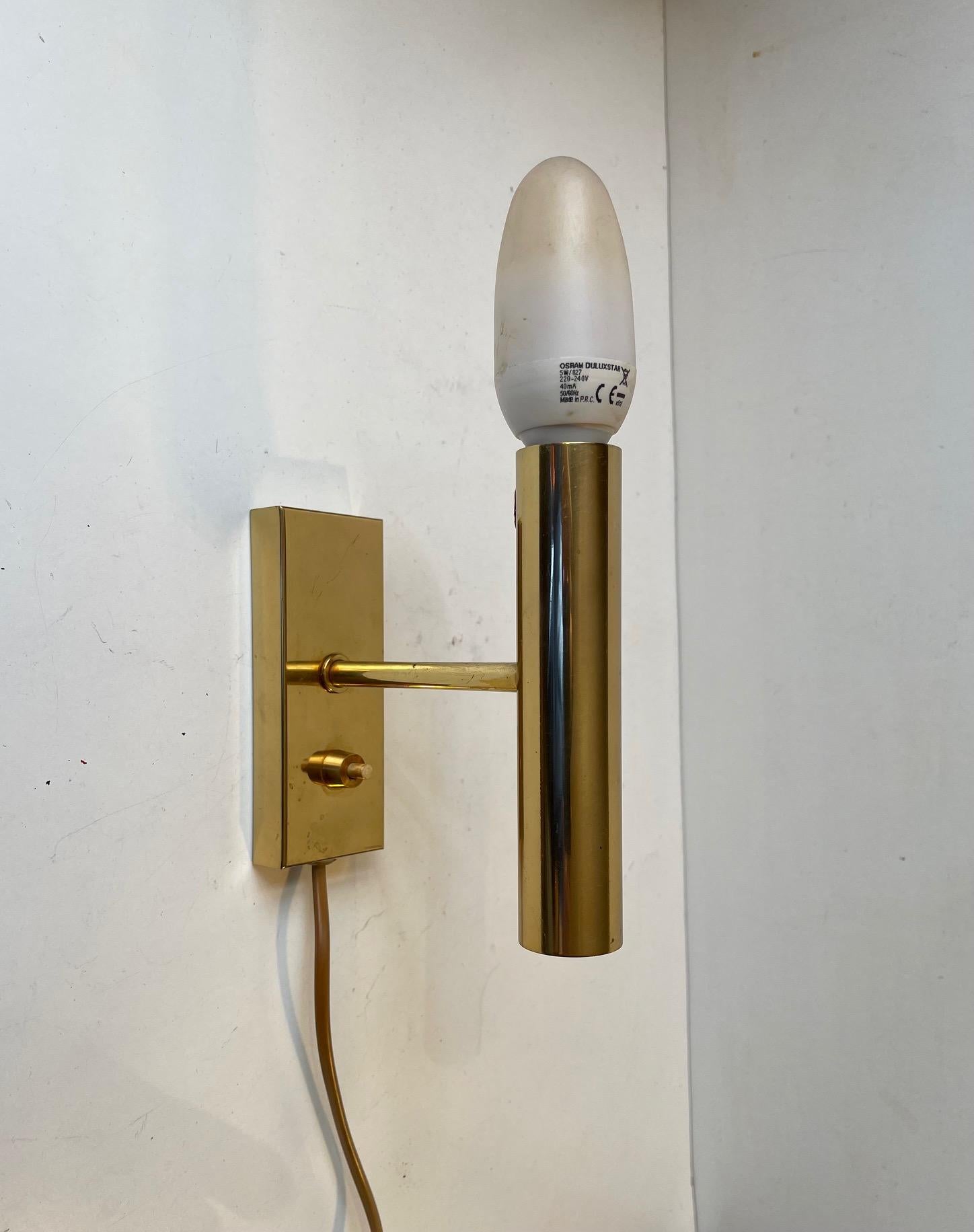 Danish Modern Green Wall Sconce in Brass by Fog & Mørup, 1970s For Sale 1
