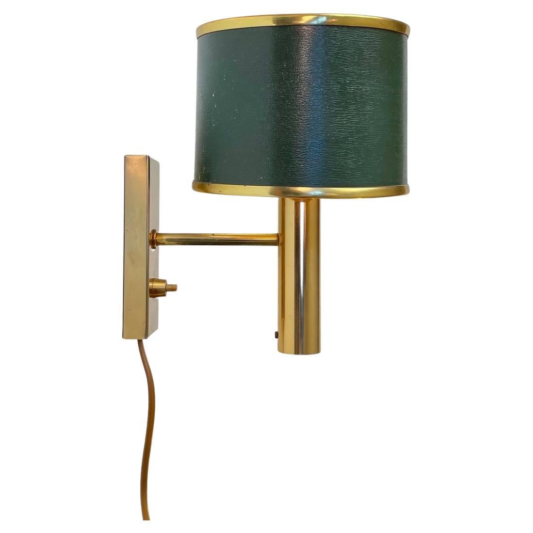Danish Modern Green Wall Sconce in Brass by Fog & Mørup, 1970s For Sale