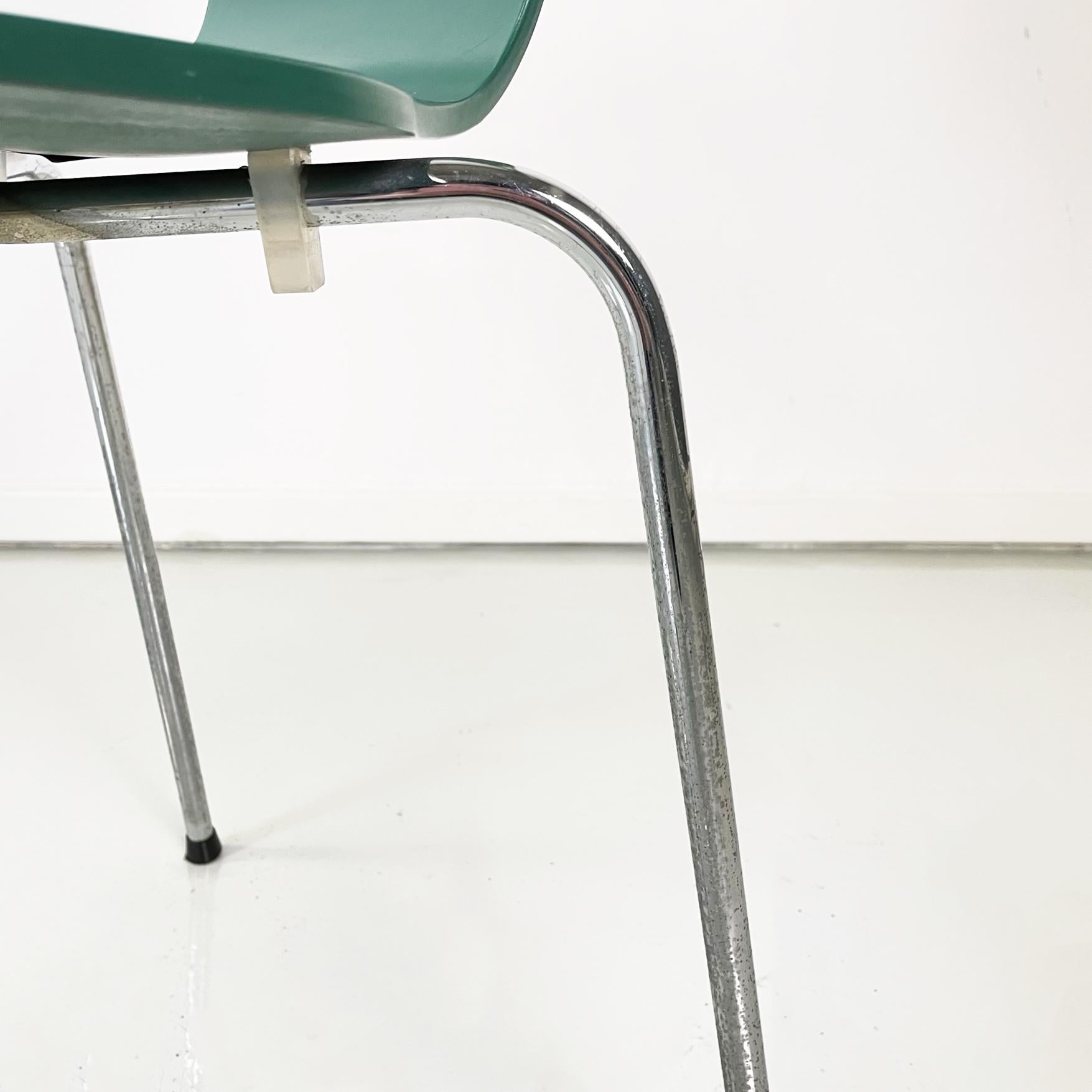 Danish Modern Green Wooden and Steel Chair by Phoenix, 1970s 7