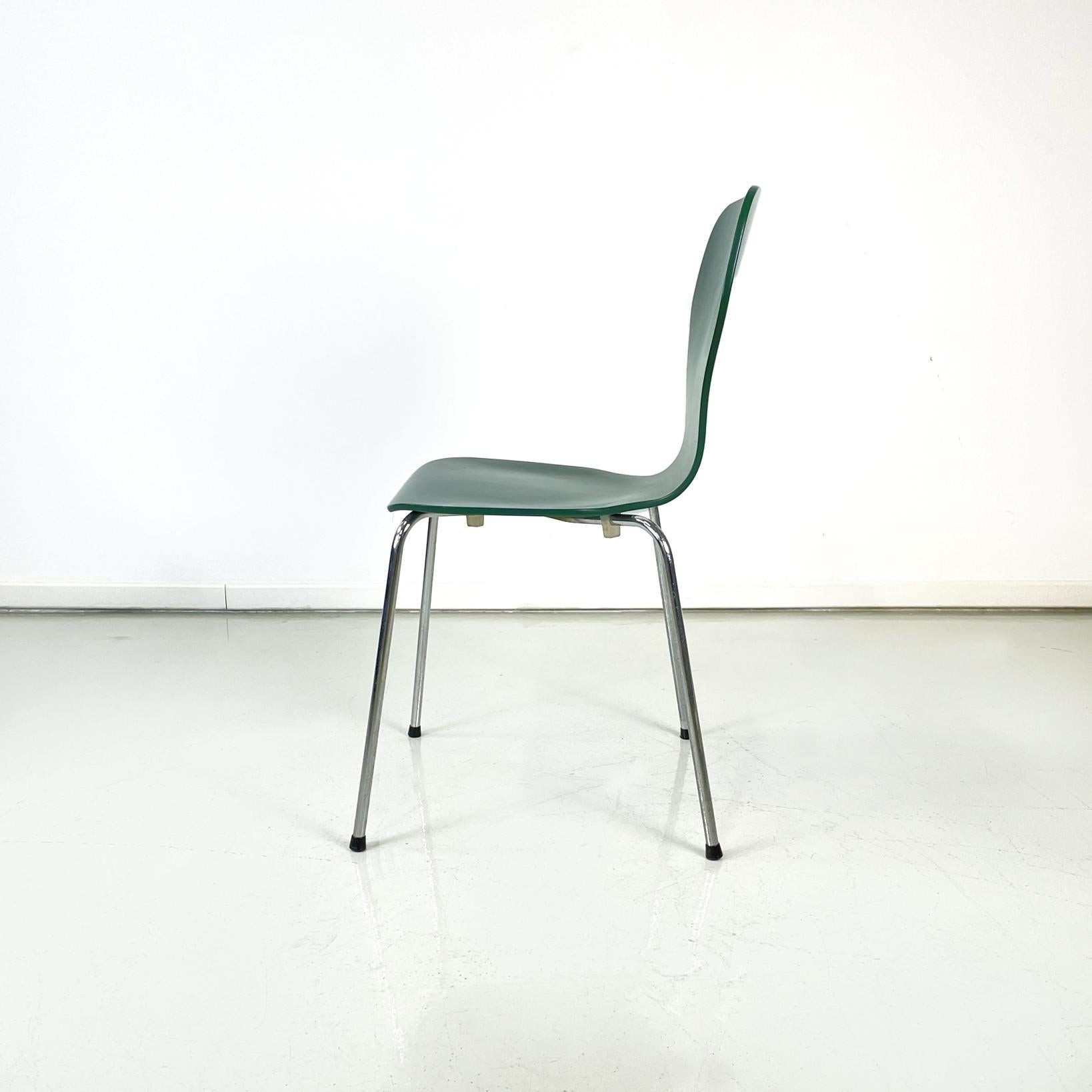 Danish Modern Green Wooden and Steel Chair by Phoenix, 1970s In Good Condition In MIlano, IT