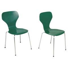Danish Modern Green Wooden and Steel Chairs by Phoenix, 1970s