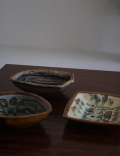 Gruppo moderno danese di ciotole in ceramica smaltata di Jeppe Hagedorn-Olsen, anni '60