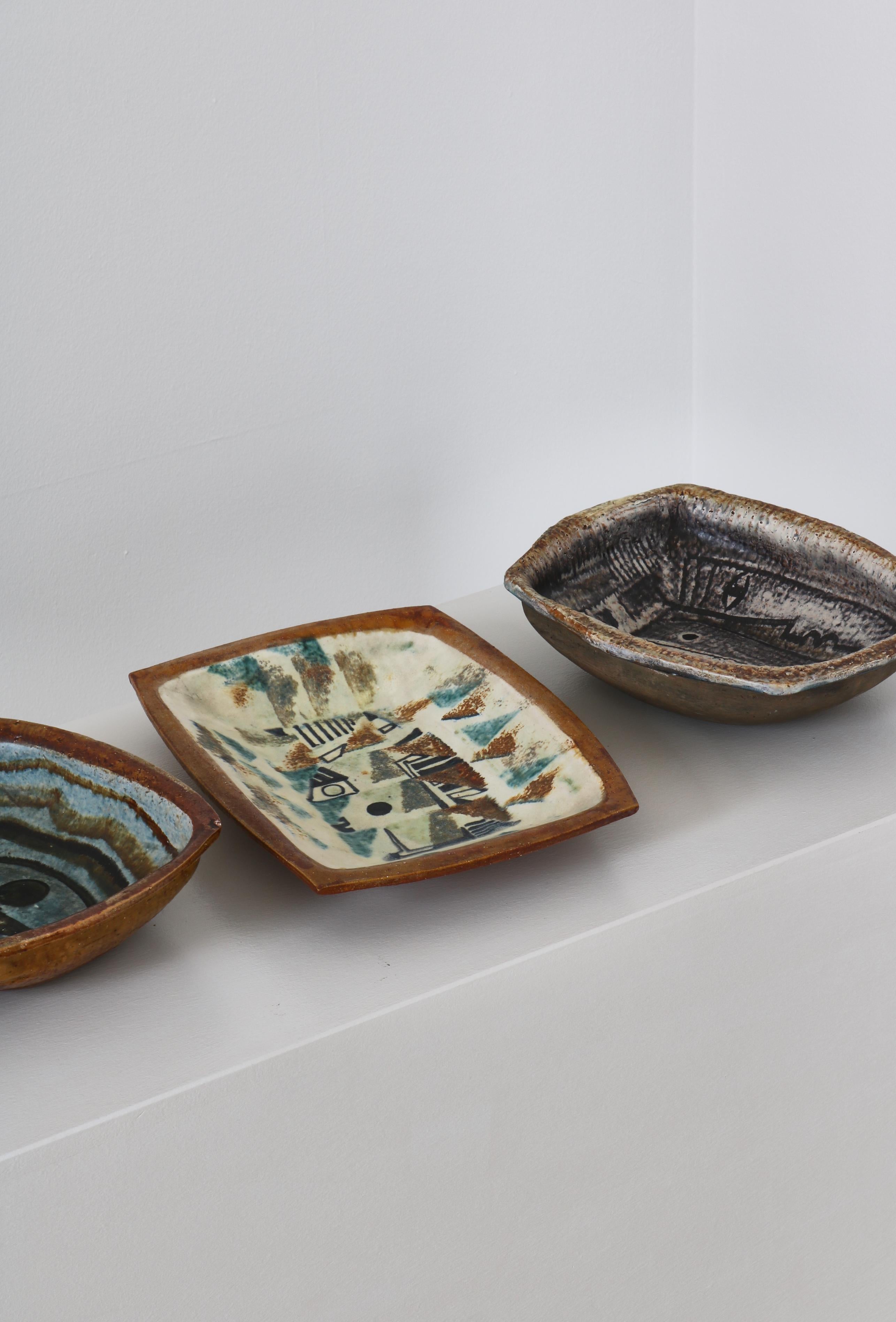 Scandinavian Modern Danish Modern Group of Glazed Ceramics Bowls by Jeppe Hagedorn-Olsen, 1960s For Sale