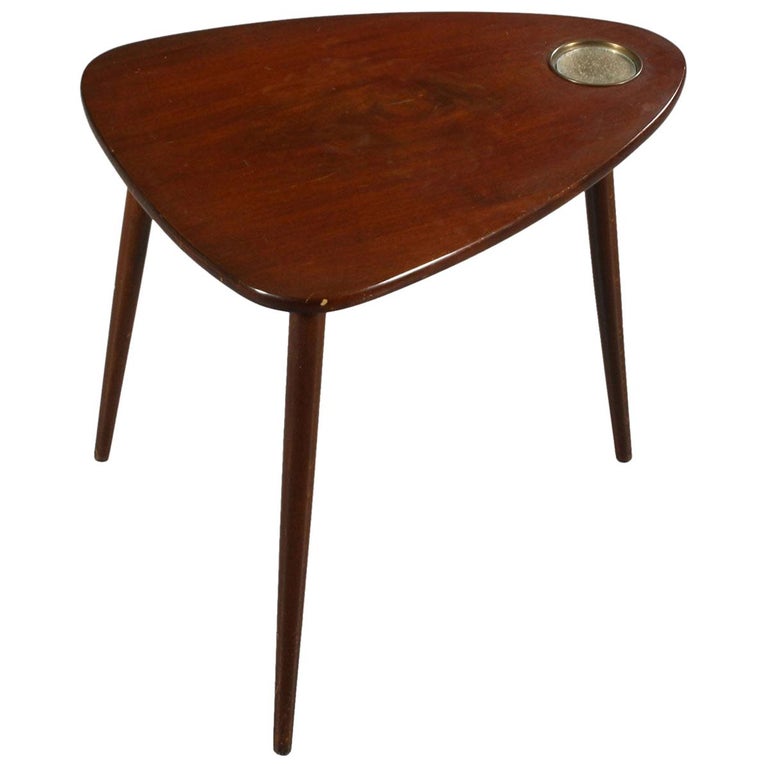 Danish Modern Guitar Pick Side Table in Walnut For Sale at 1stDibs