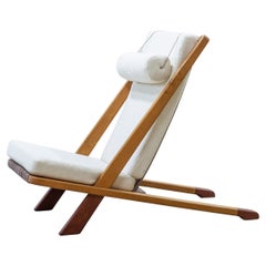 Danish modern halyard and teak lounge chair in the manner of Kjaerholm & Høj