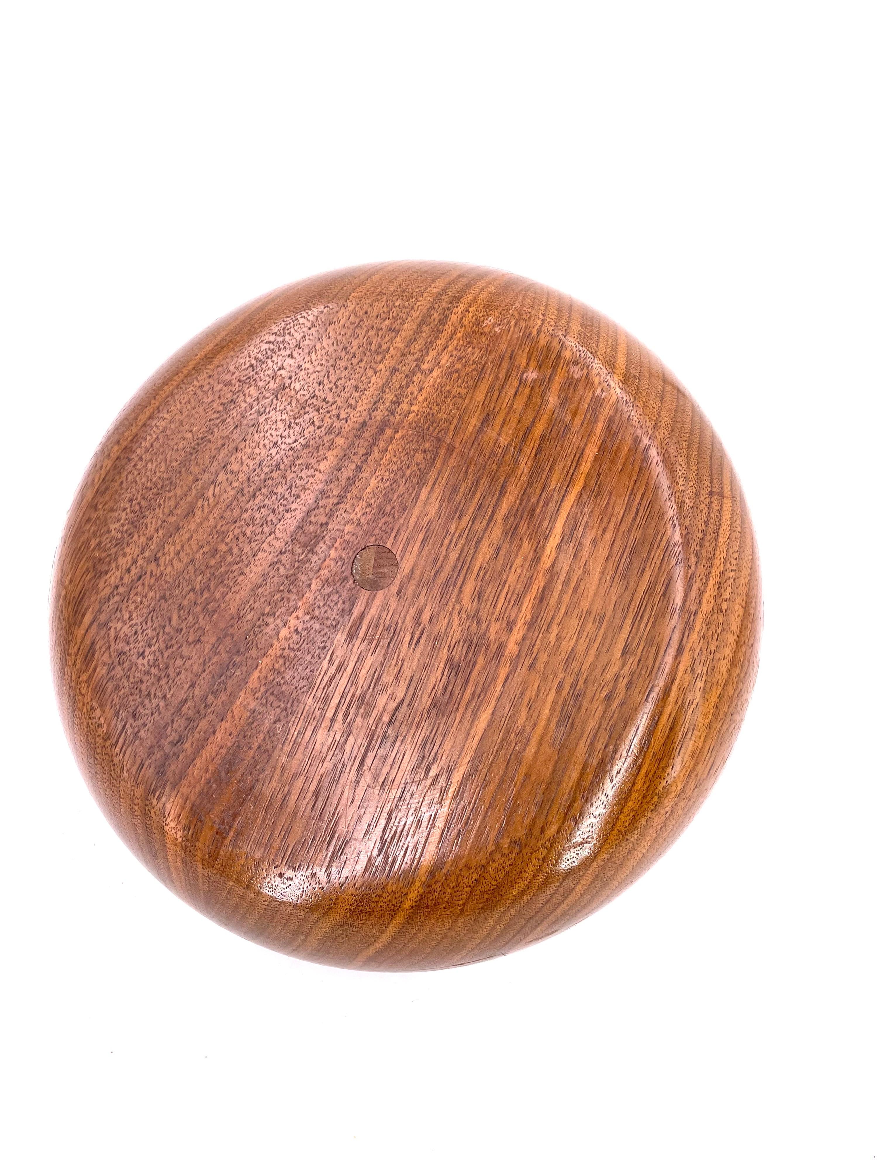 American Danish Modern Hand-Carved Solid Walnut Nut Bowl Catch It All