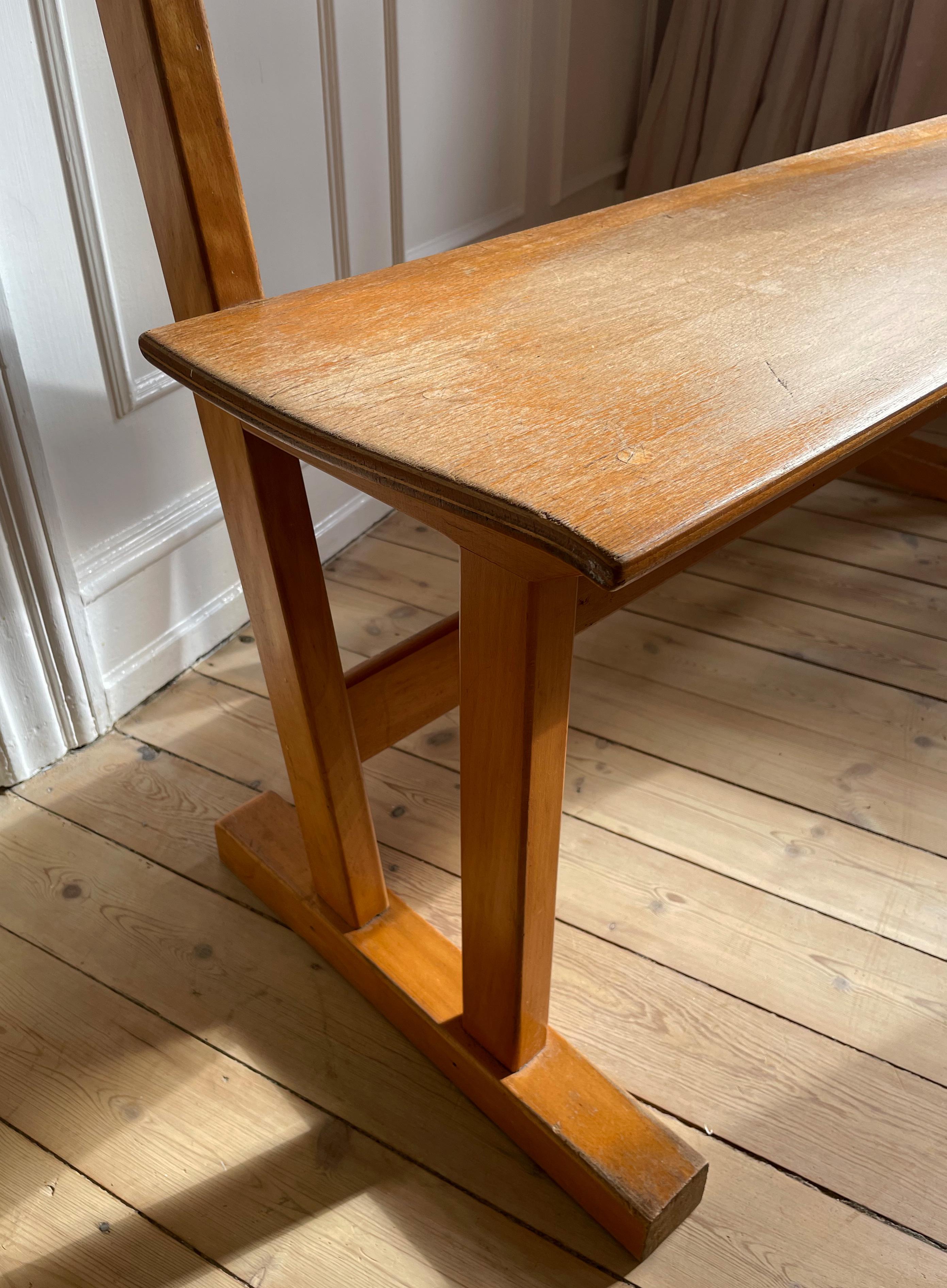 Danish Modern Hand-Crafted Wooden Bench, 1950s For Sale 9