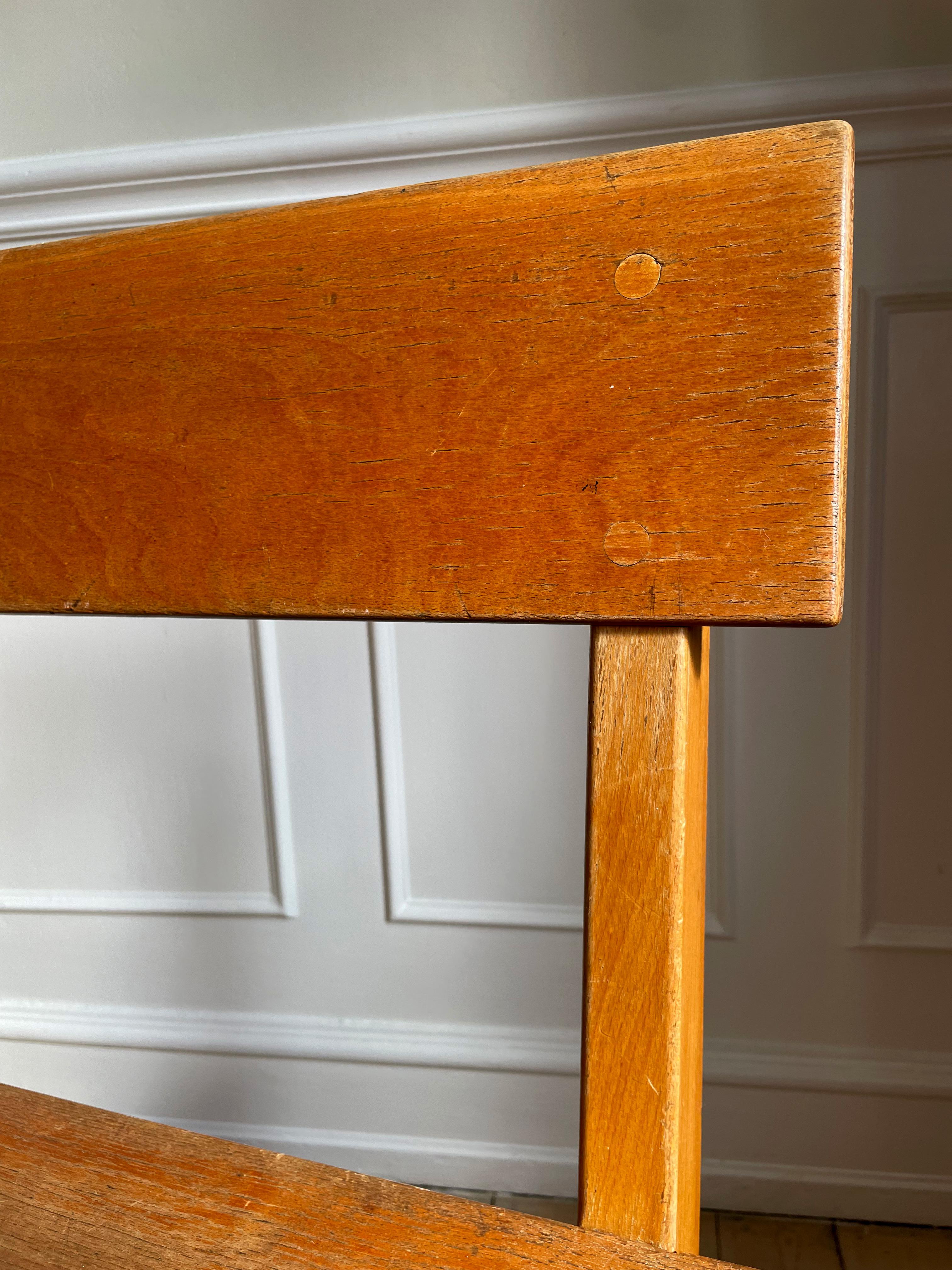 Danish Modern Hand-Crafted Wooden Bench, 1950s For Sale 11
