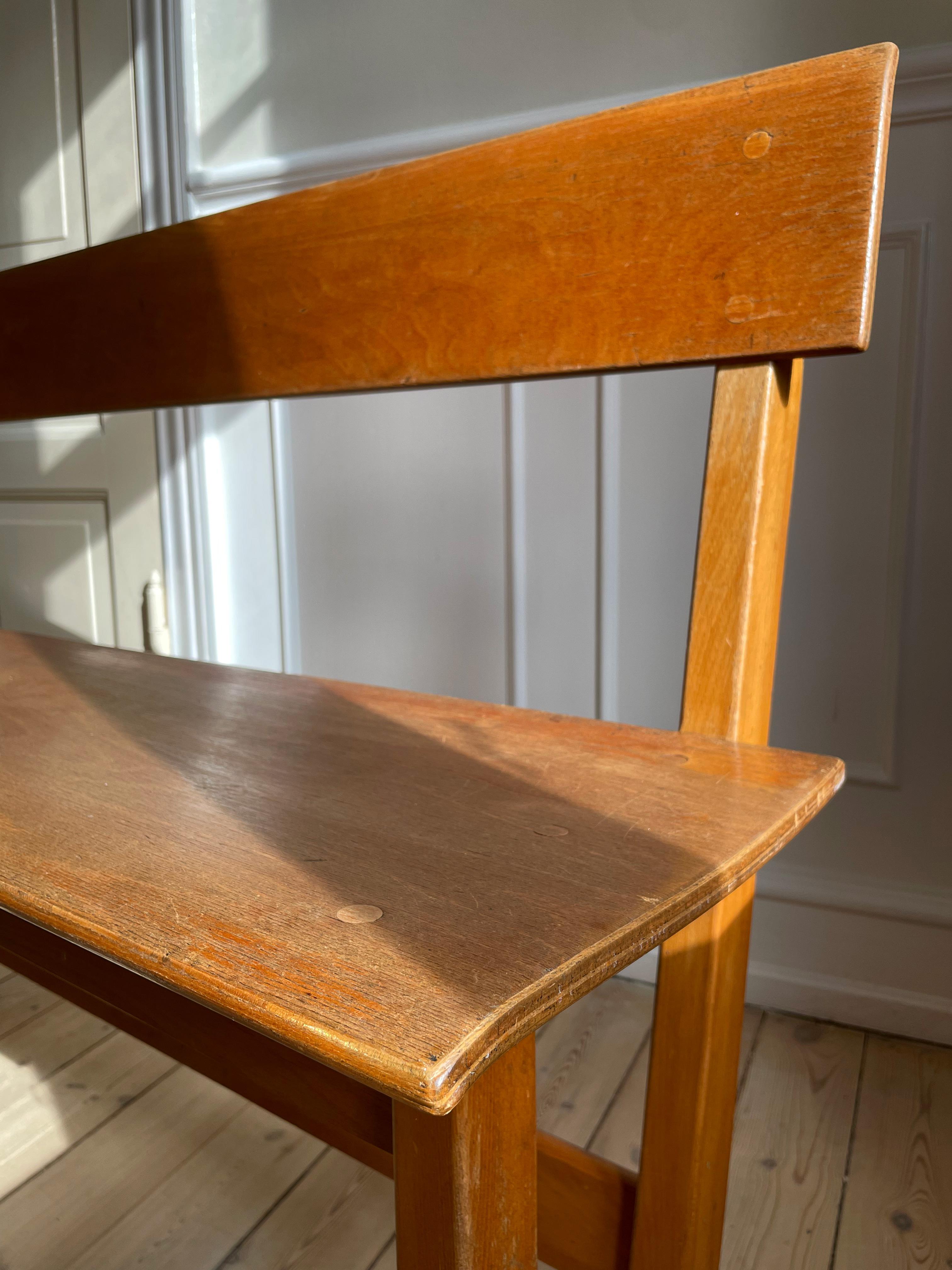 Danish Modern Hand-Crafted Wooden Bench, 1950s For Sale 12