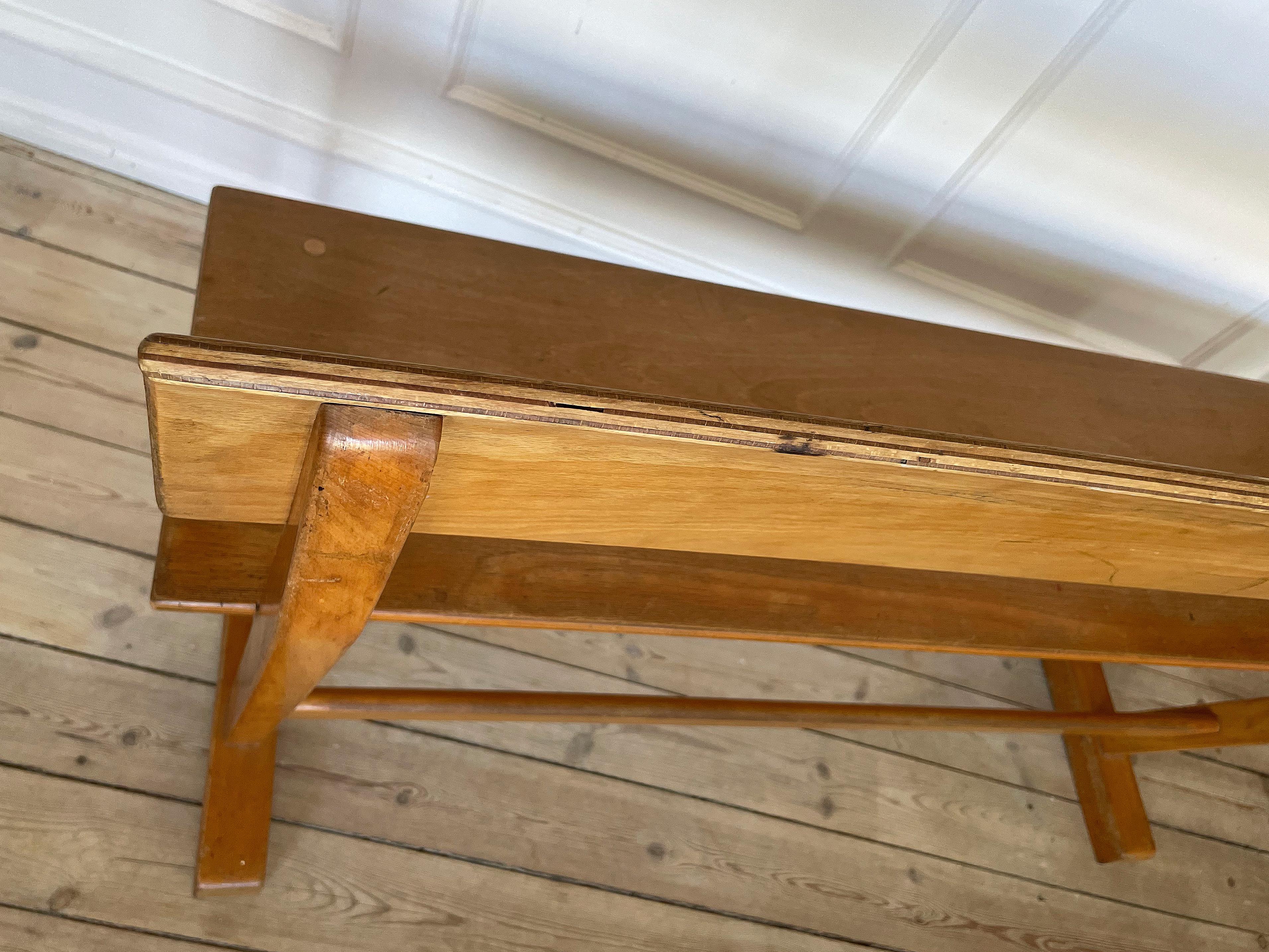 Danish Modern Hand-Crafted Wooden Bench, 1950s For Sale 13
